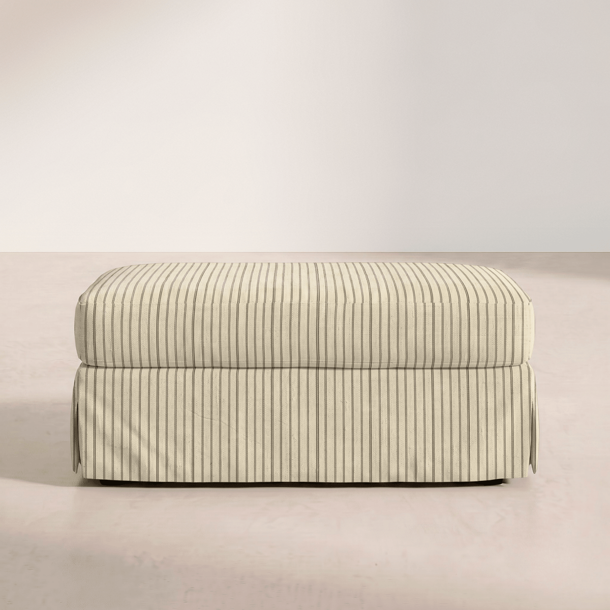 The Nolen Ottoman in Jude Pinstripe - Lemon Park