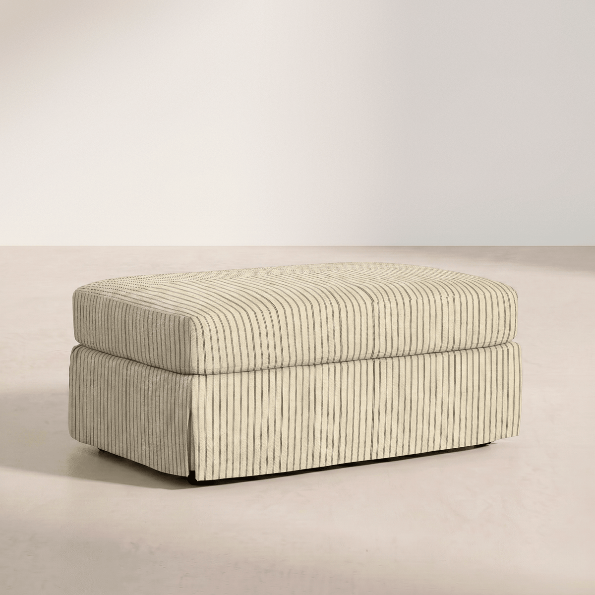 The Nolen Ottoman in Jude Pinstripe - Lemon Park