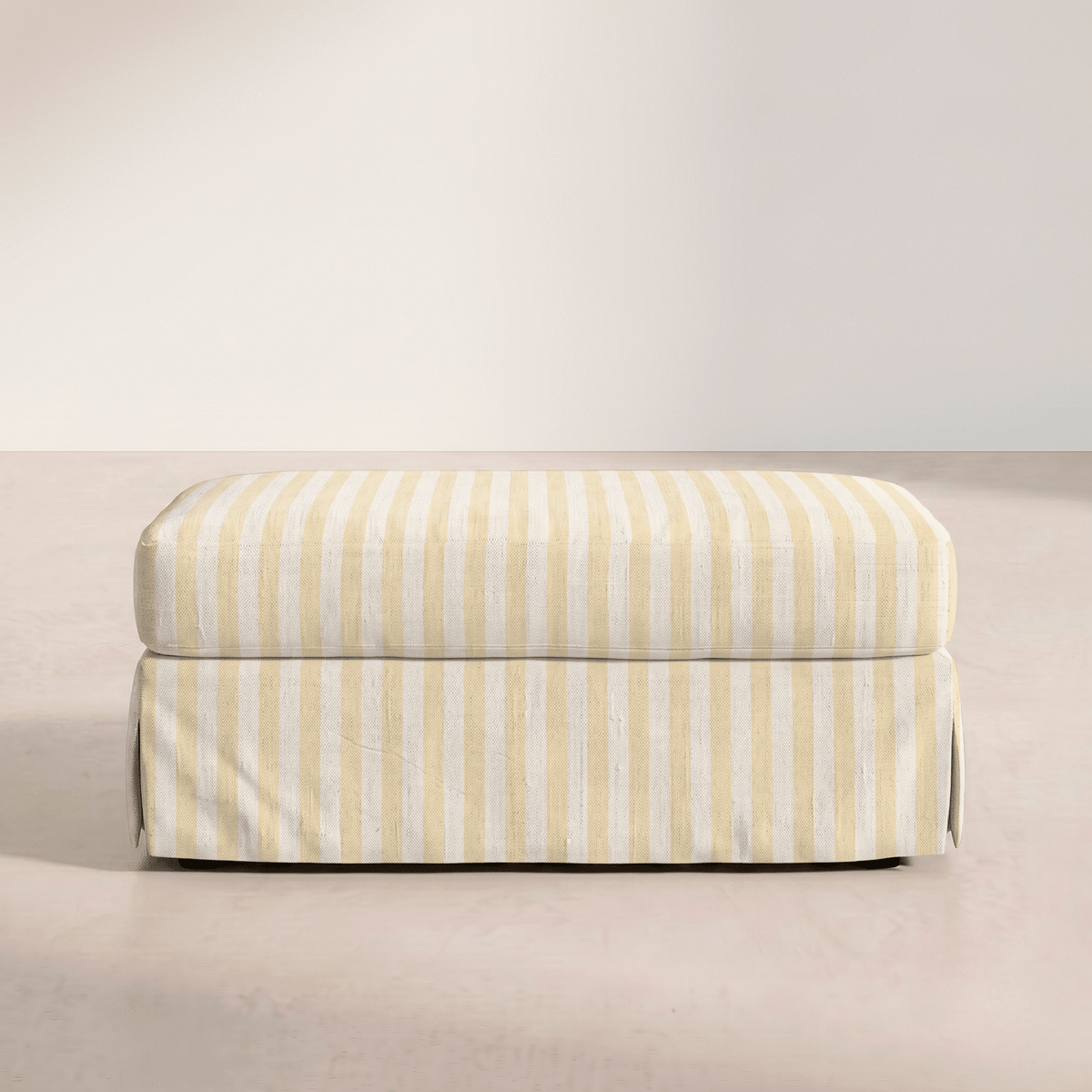 The Nolen Ottoman in Juliet's Garden Easter Yellow Stripe - Lemon Park
