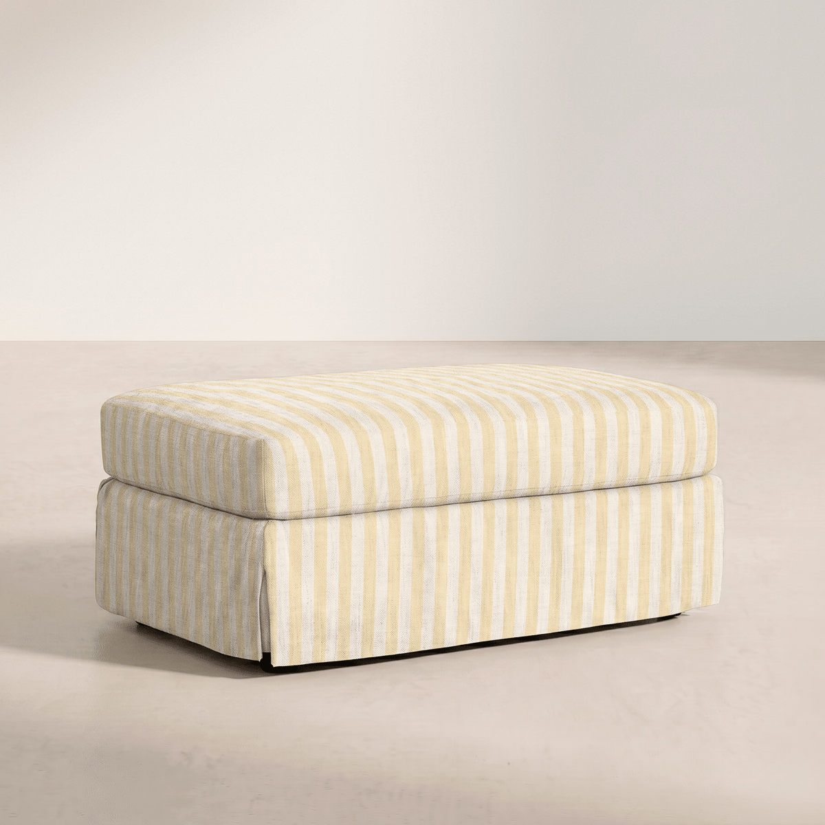 The Nolen Ottoman in Juliet's Garden Easter Yellow Stripe - Lemon Park