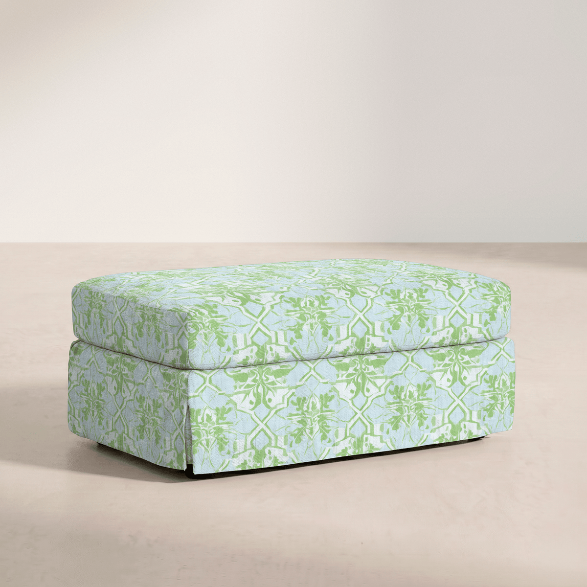 The Nolen Ottoman in Key Lime - Lemon Park