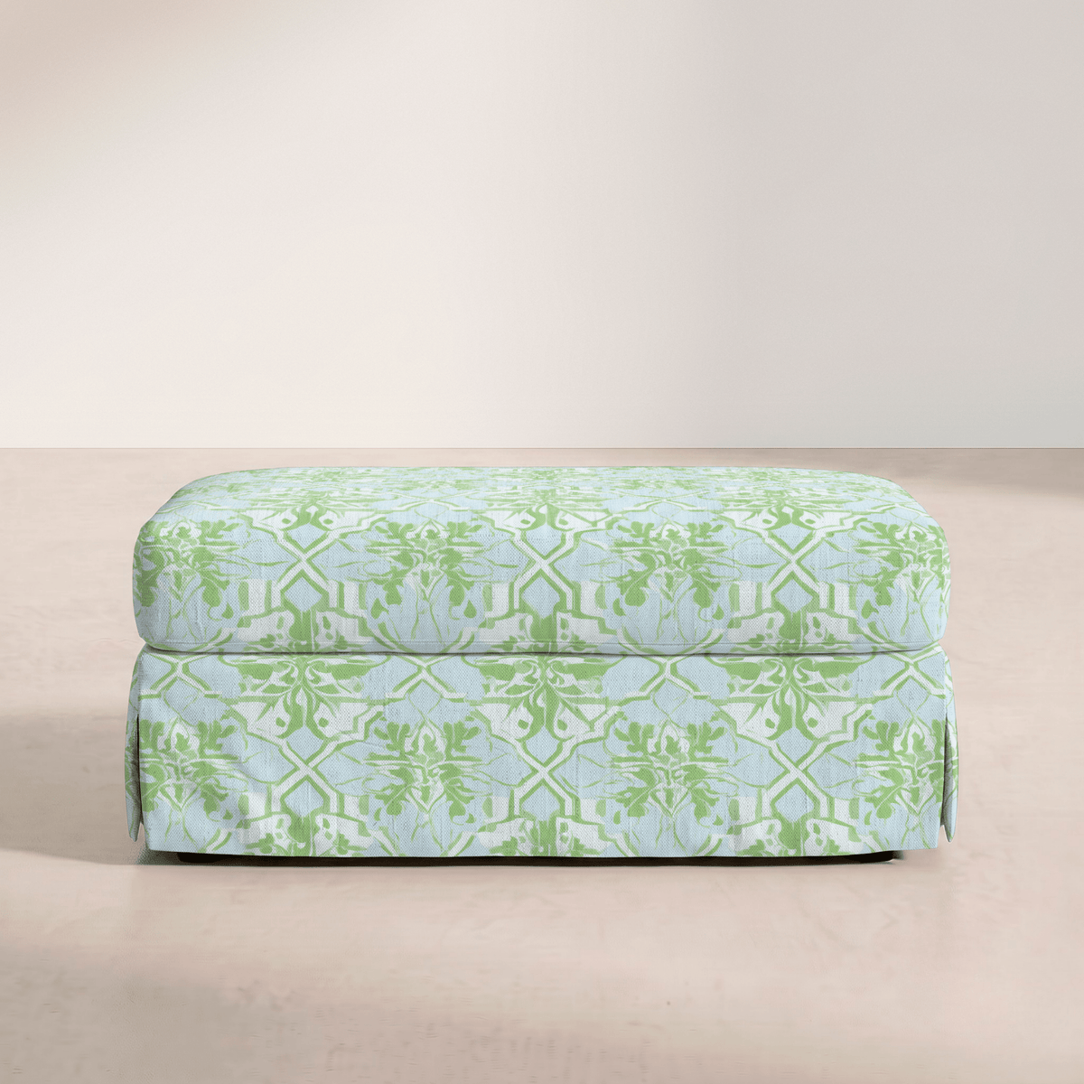 The Nolen Ottoman in Key Lime - Lemon Park