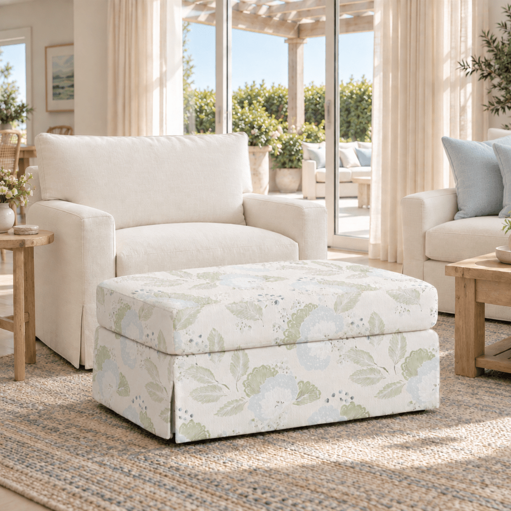 The Nolen Ottoman in Mint to Be - Lemon Park