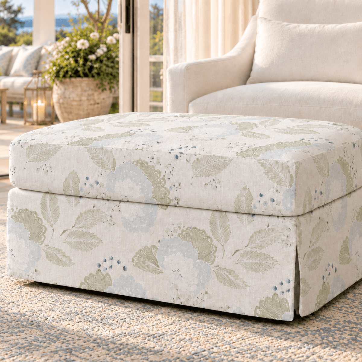The Nolen Ottoman in Mint to Be - Lemon Park