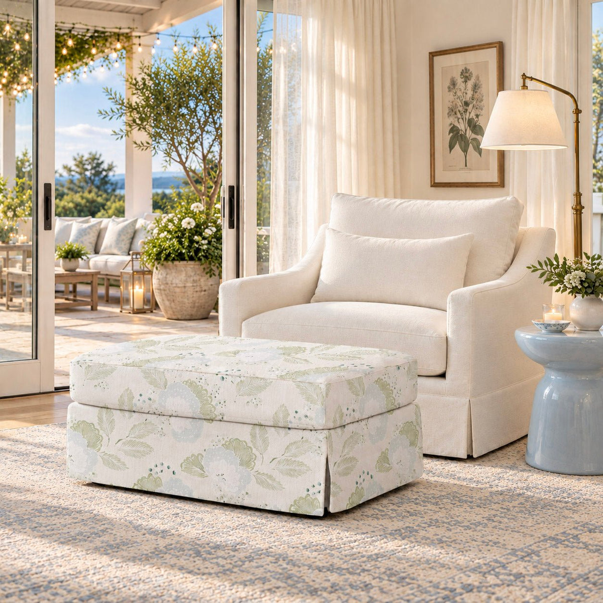 The Nolen Ottoman in Mint to Be - Lemon Park