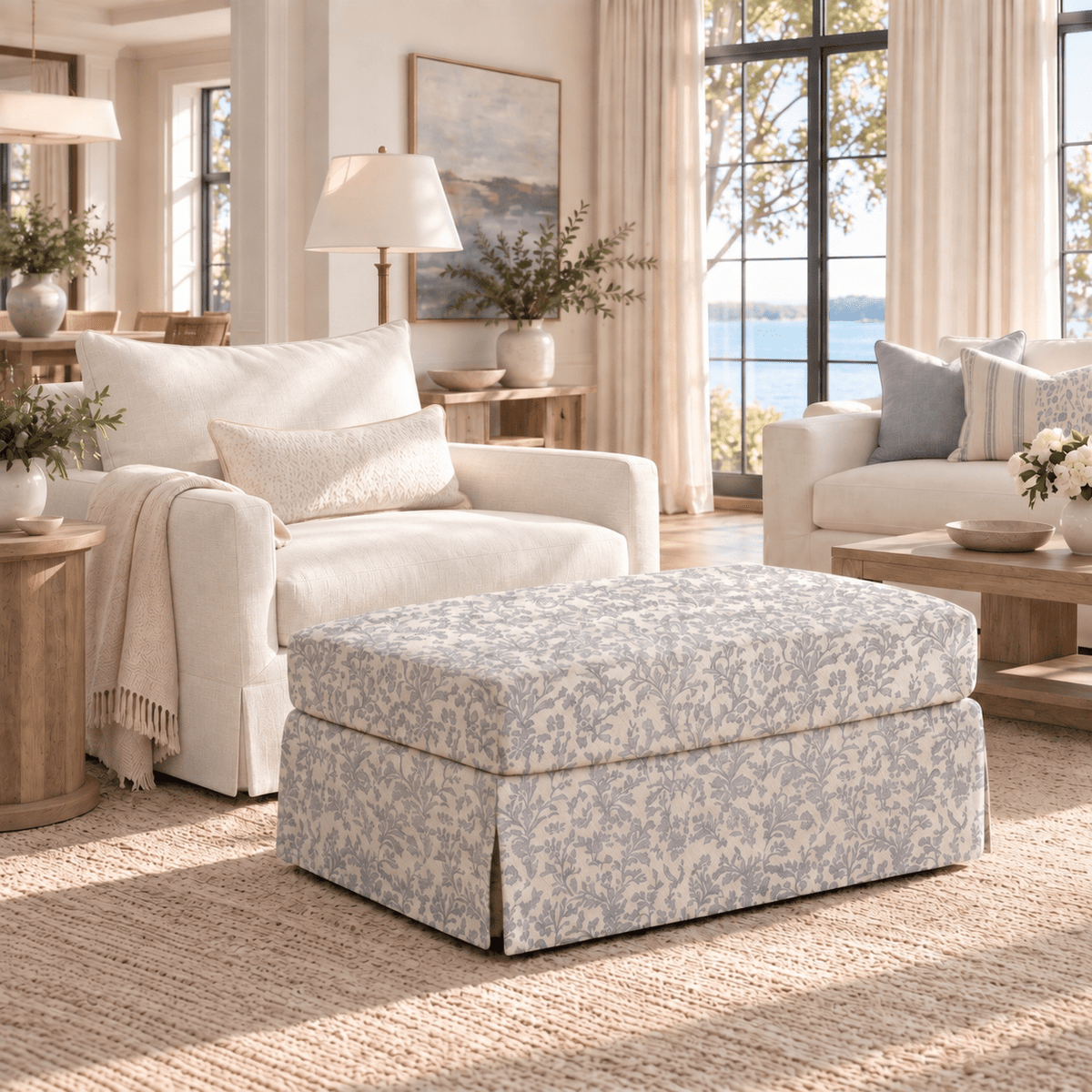 The Nolen Ottoman in Ruby Nell - Lemon Park