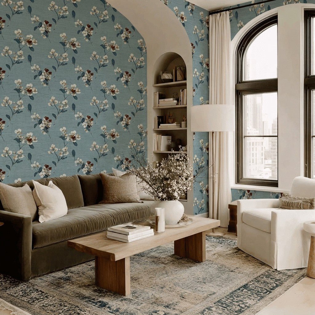 The Orchard Faux Grasscloth Wallpaper - Lemon Park