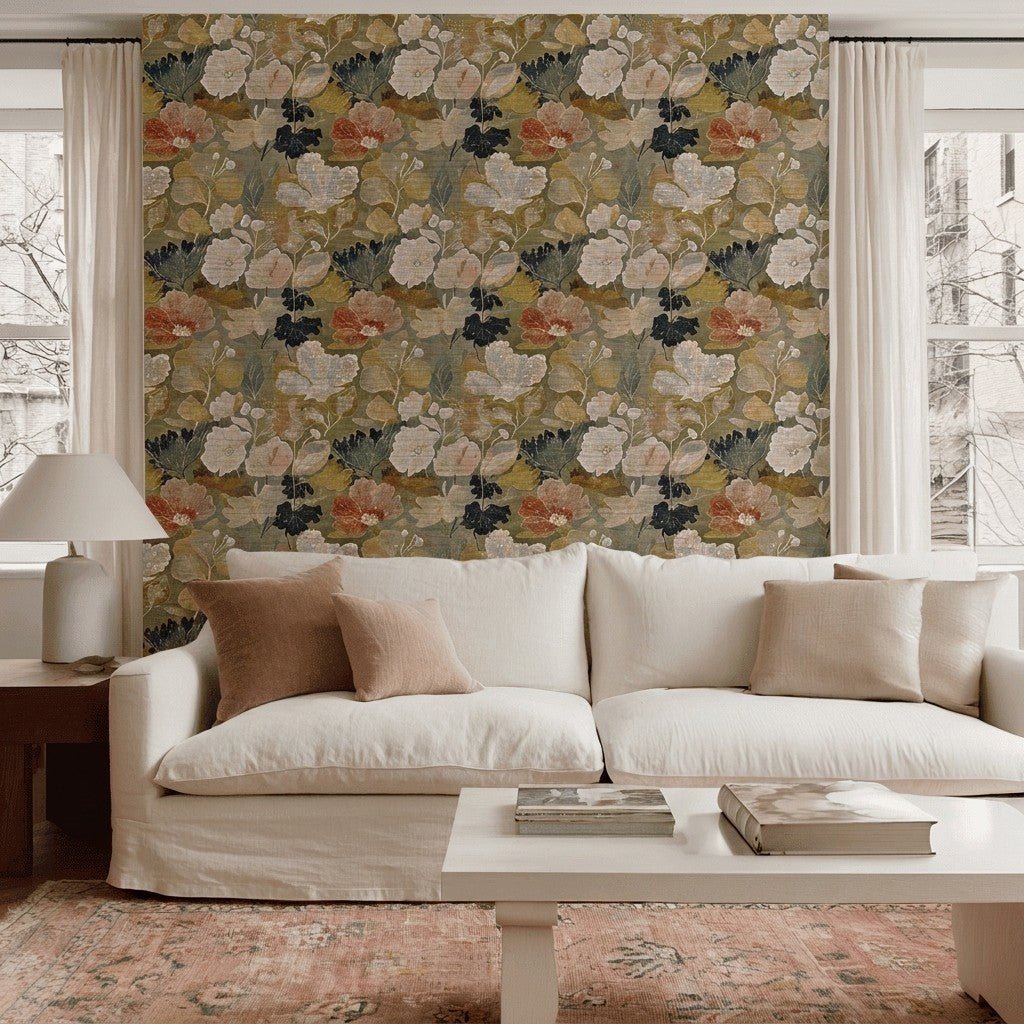 The Quiet Petal Faux Grasscloth Wallpaper - Lemon Park