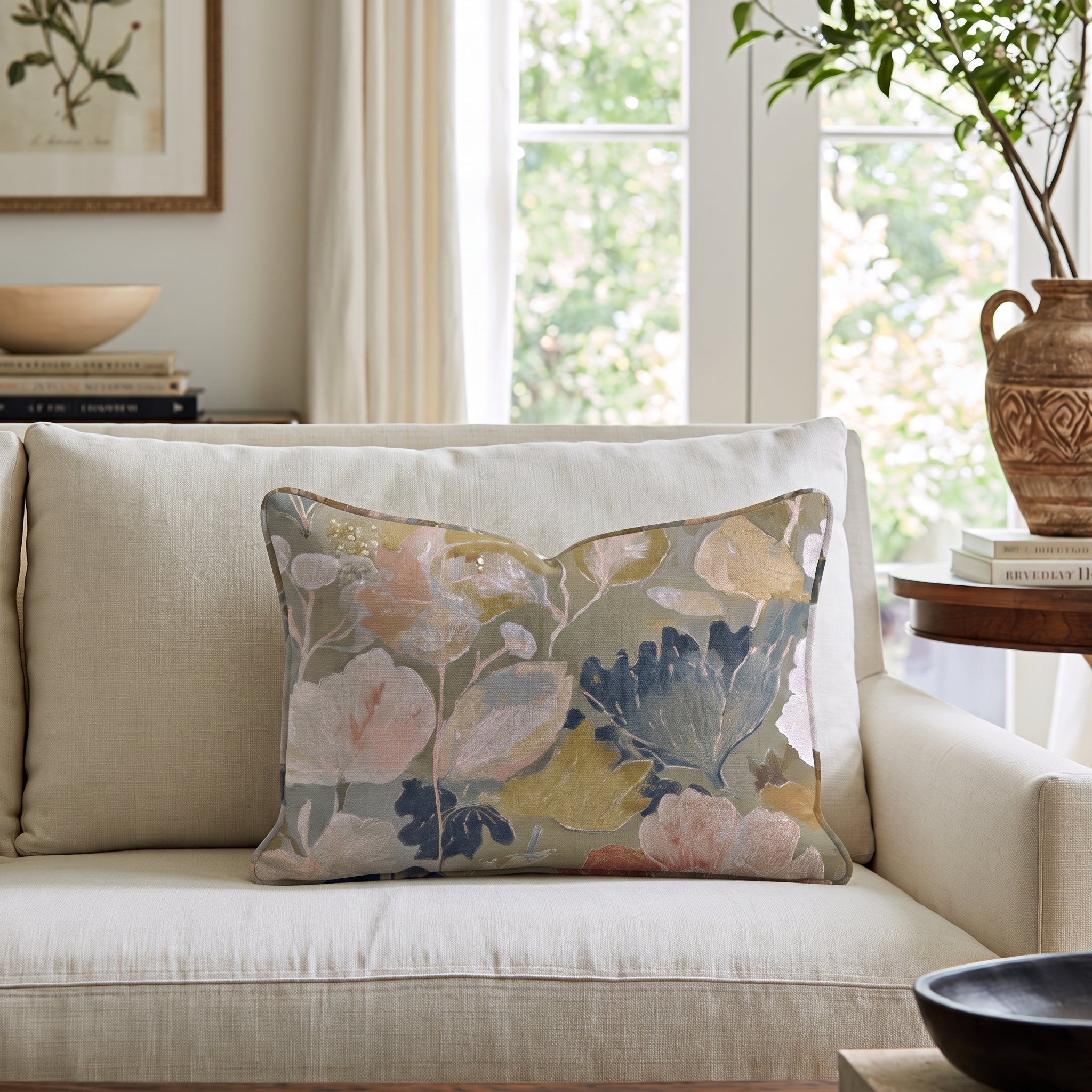 The Quiet Petal Throw Pillow - Lemon Park