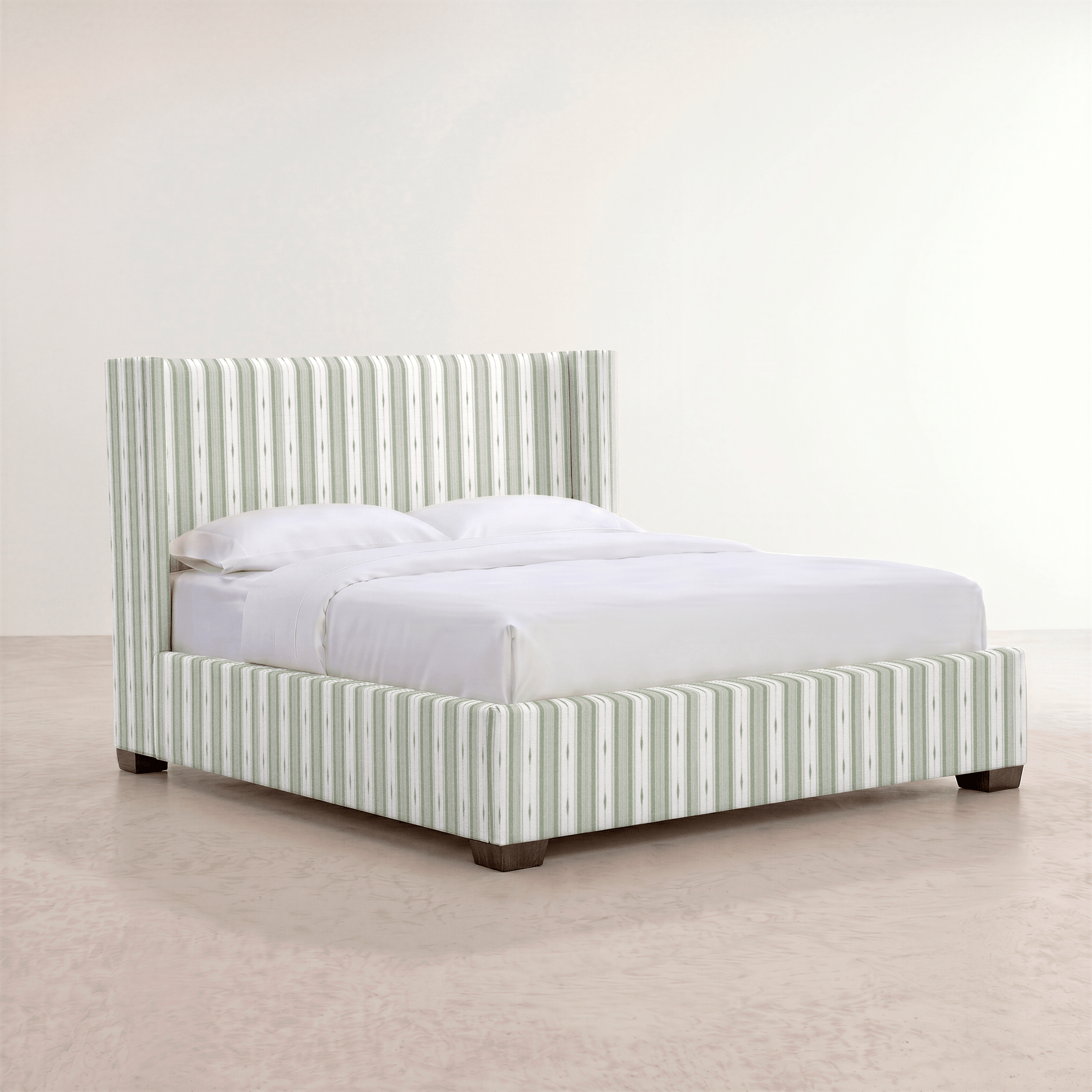 The Selene Bed in Blue Dresses Lemongrass Stripes - Lemon Park