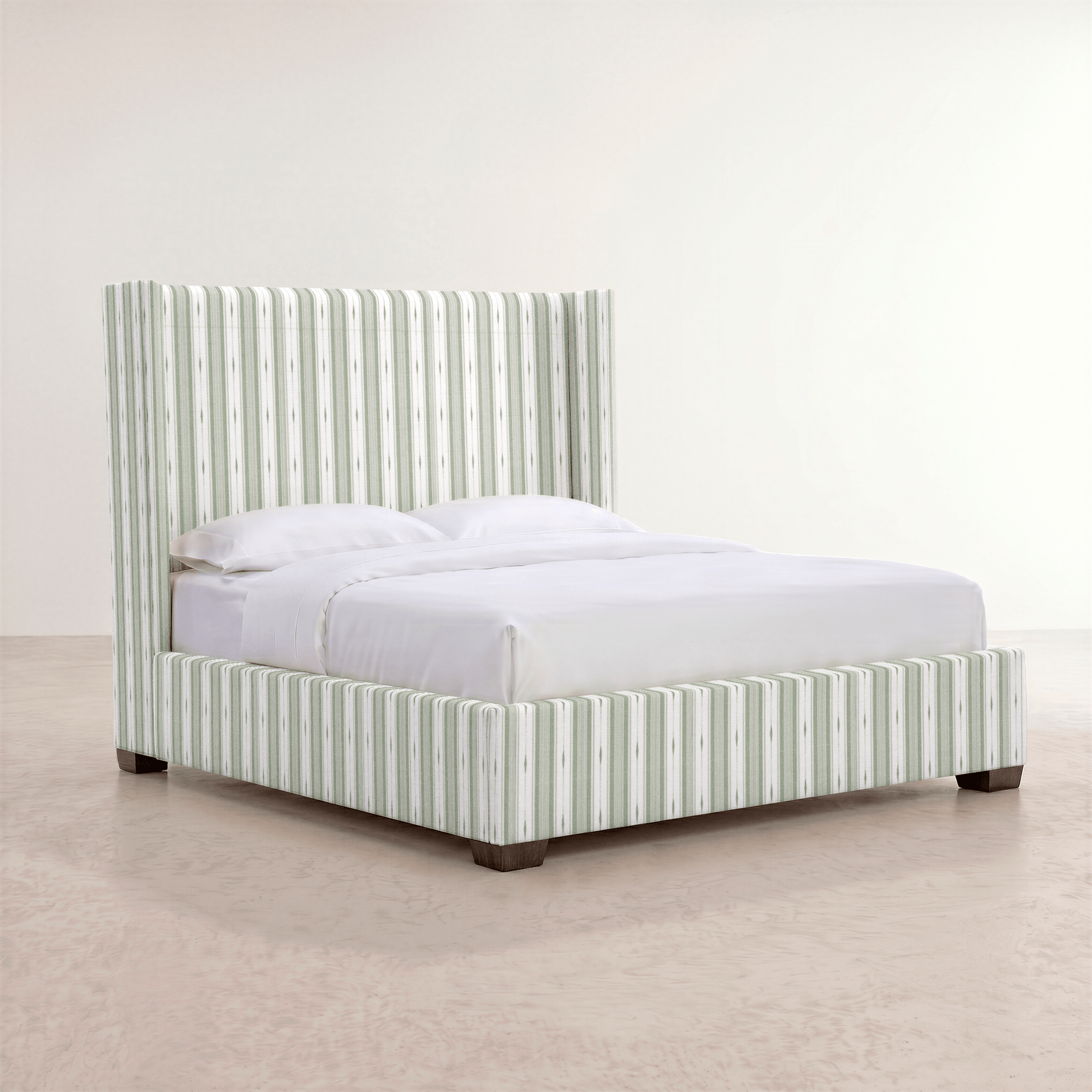 The Selene Bed in Blue Dresses Lemongrass Stripes - Lemon Park