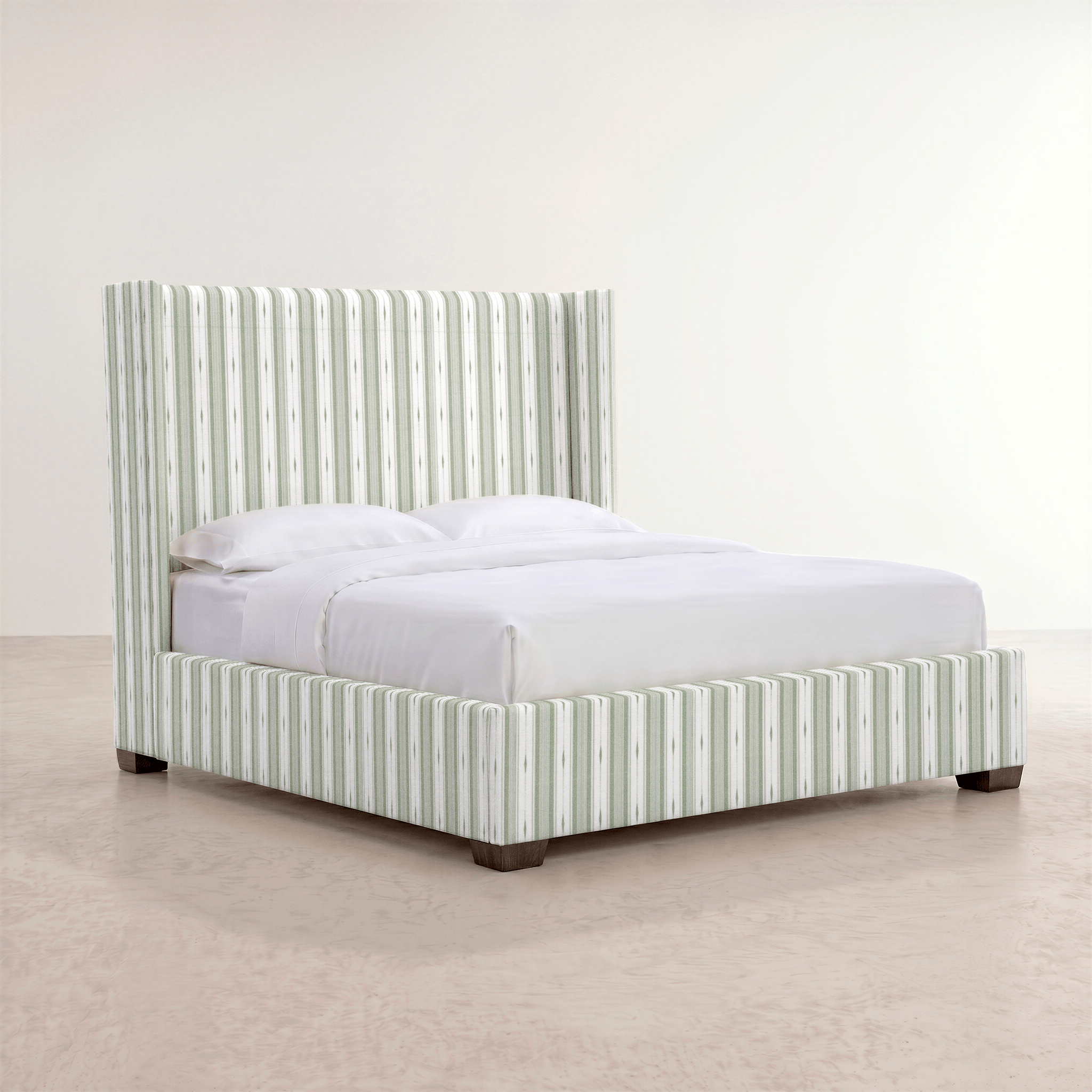 The Selene Bed in Blue Dresses Lemongrass Stripes - Lemon Park