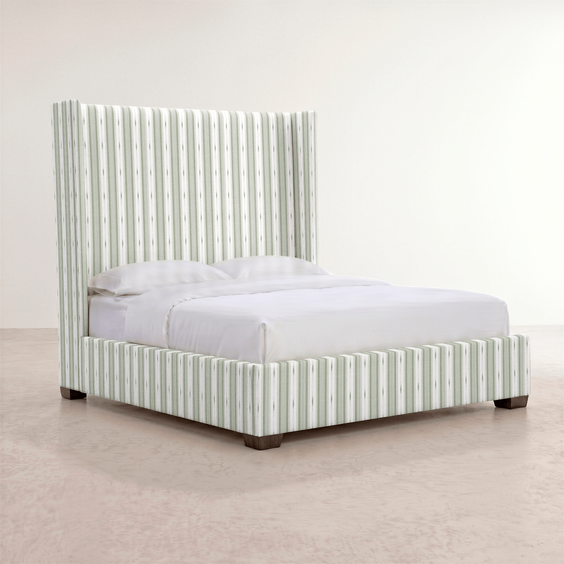 The Selene Bed in Blue Dresses Lemongrass Stripes - Lemon Park