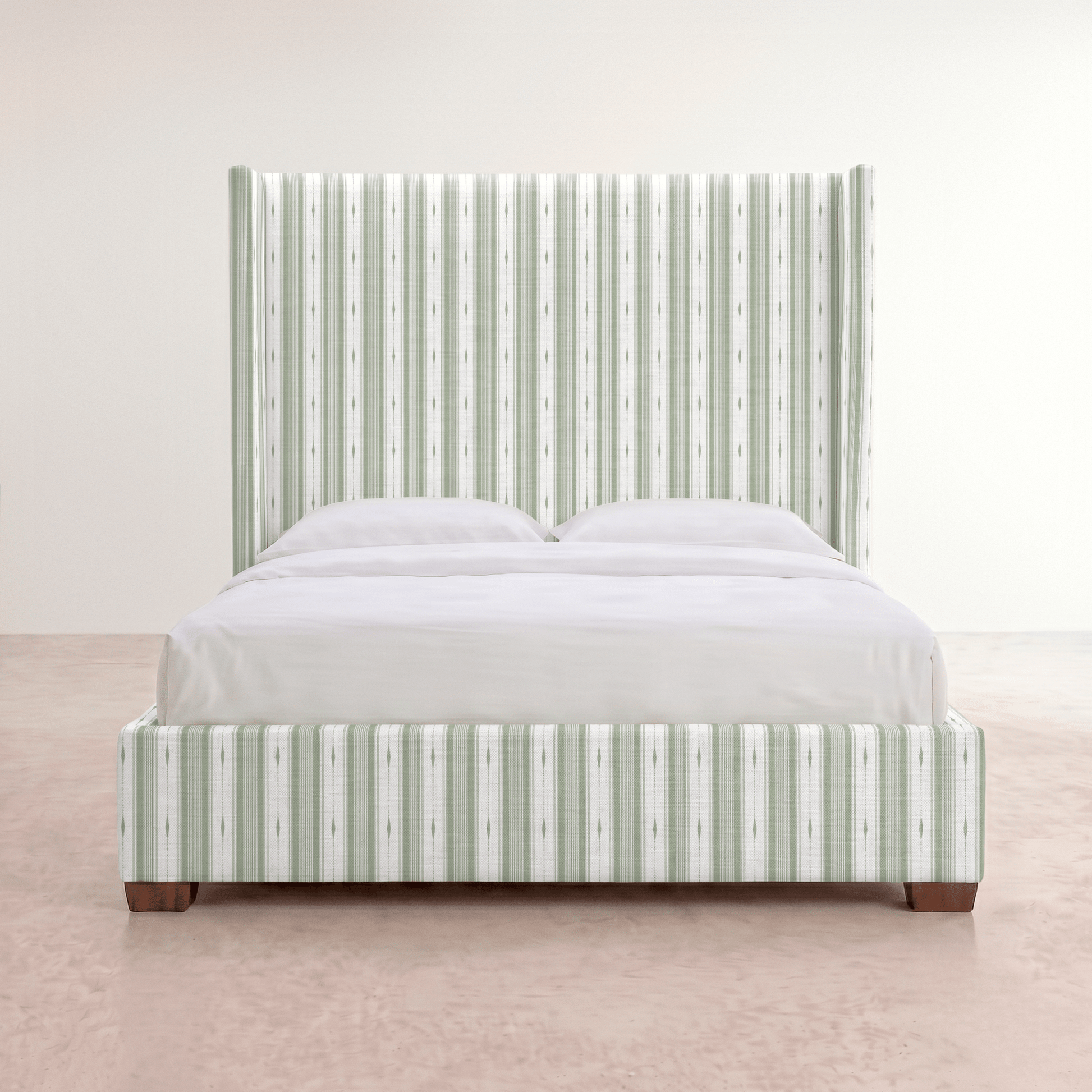 The Selene Bed in Blue Dresses Lemongrass Stripes - Lemon Park