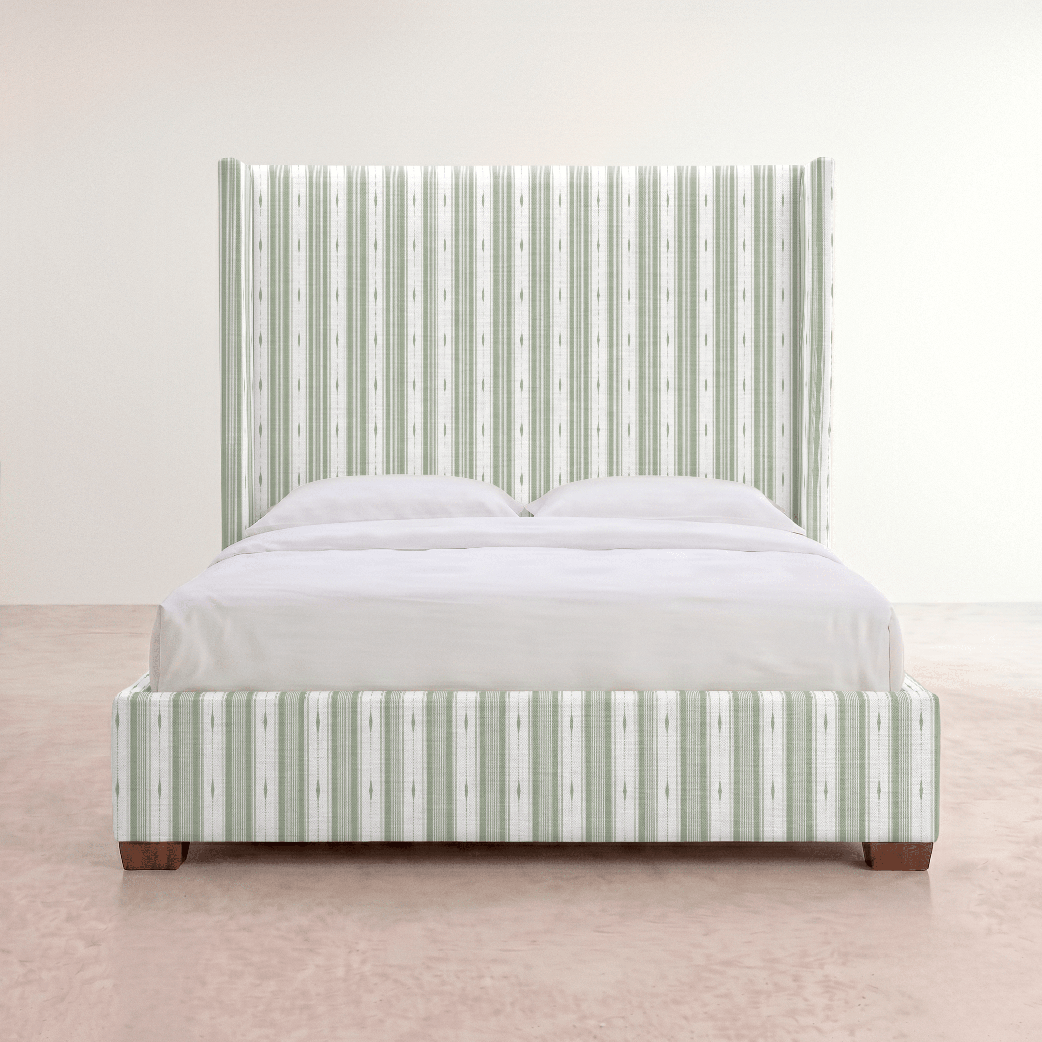 The Selene Bed in Blue Dresses Lemongrass Stripes - Lemon Park
