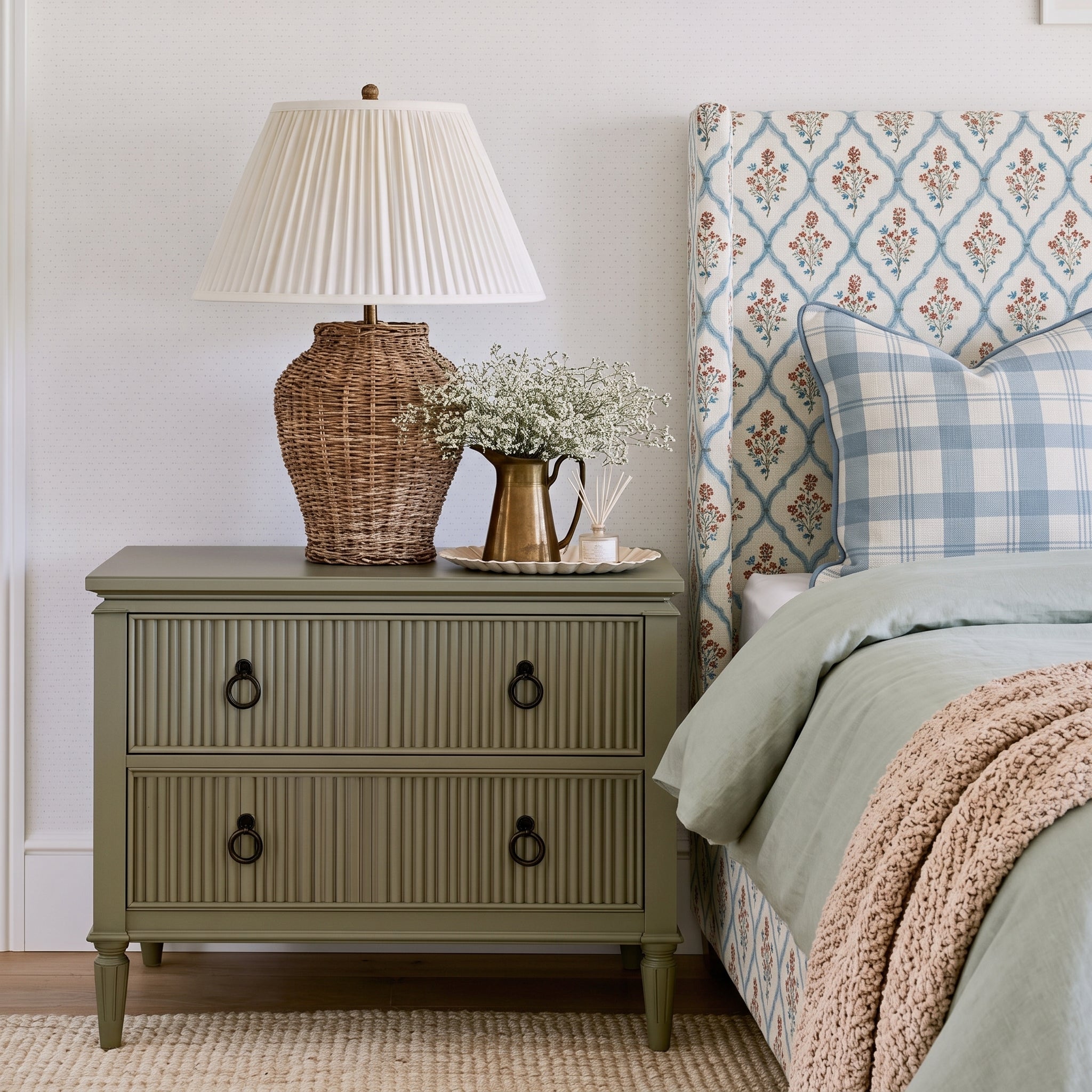 The Selene Bed in Chambray Tiles - Lemon Park