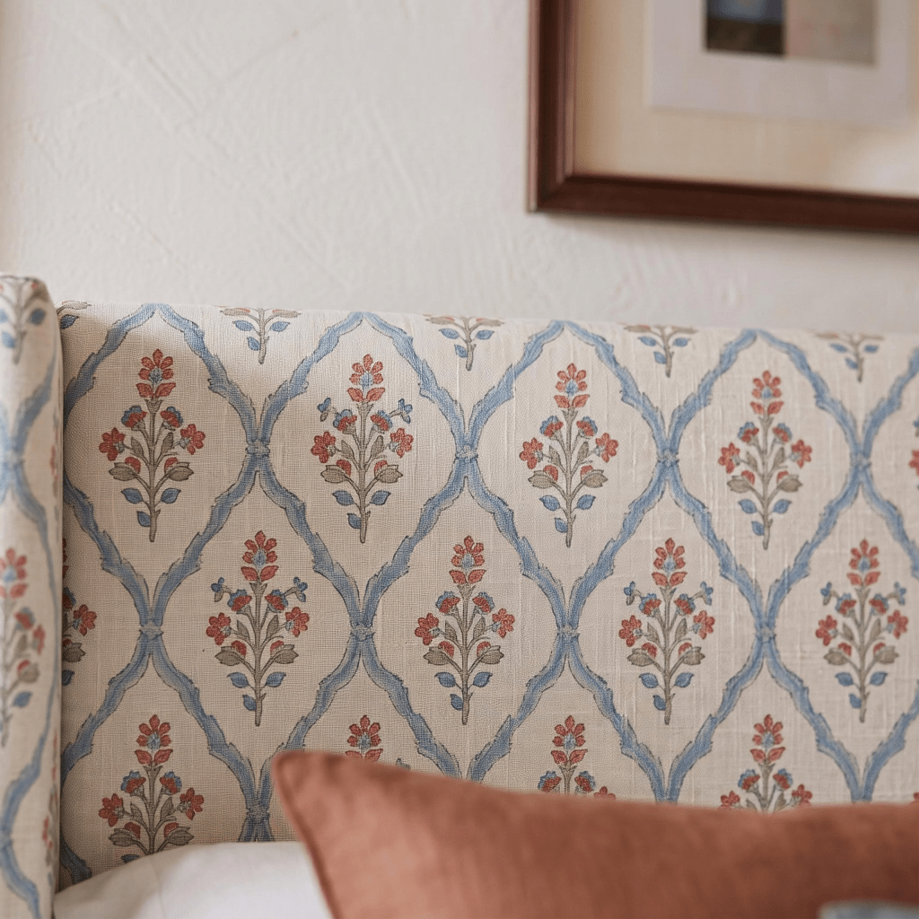 The Selene Bed in Chambray Tiles - Lemon Park