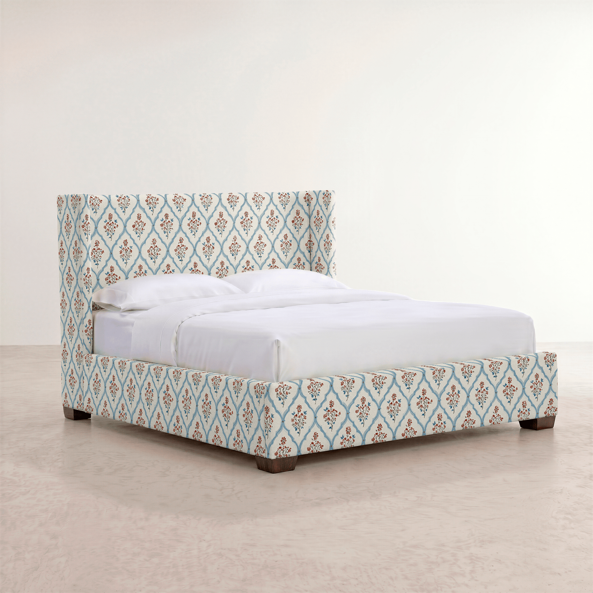 The Selene Bed in Chambray Tiles - Lemon Park
