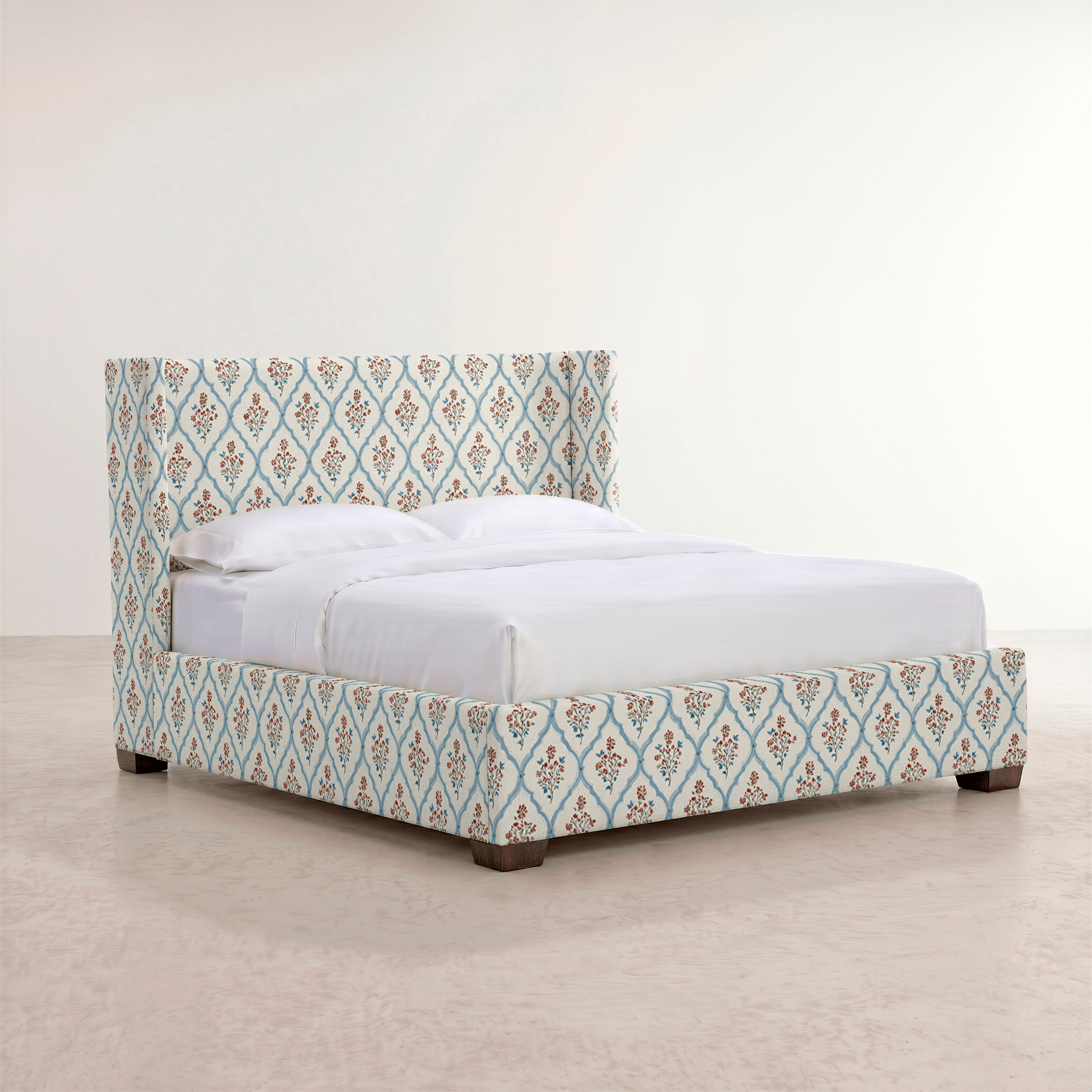 The Selene Bed in Chambray Tiles - Lemon Park