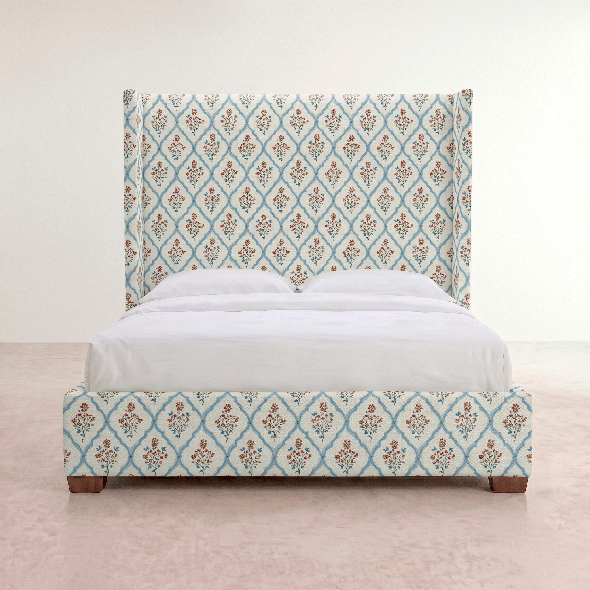The Selene Bed in Chambray Tiles - Lemon Park