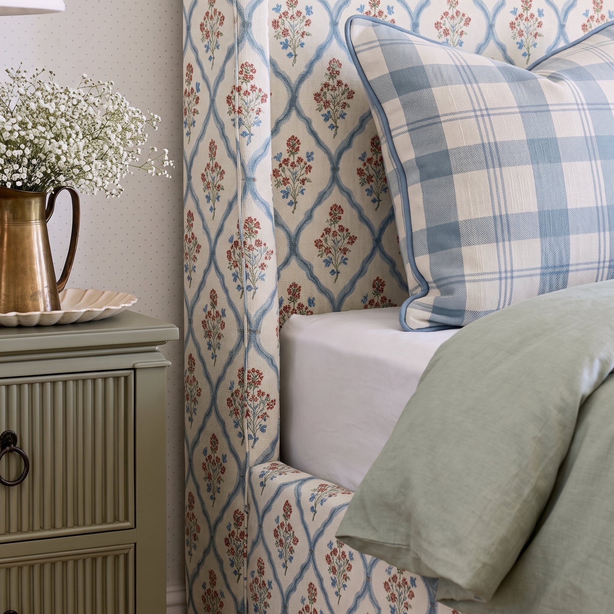 The Selene Bed in Chambray Tiles - Lemon Park