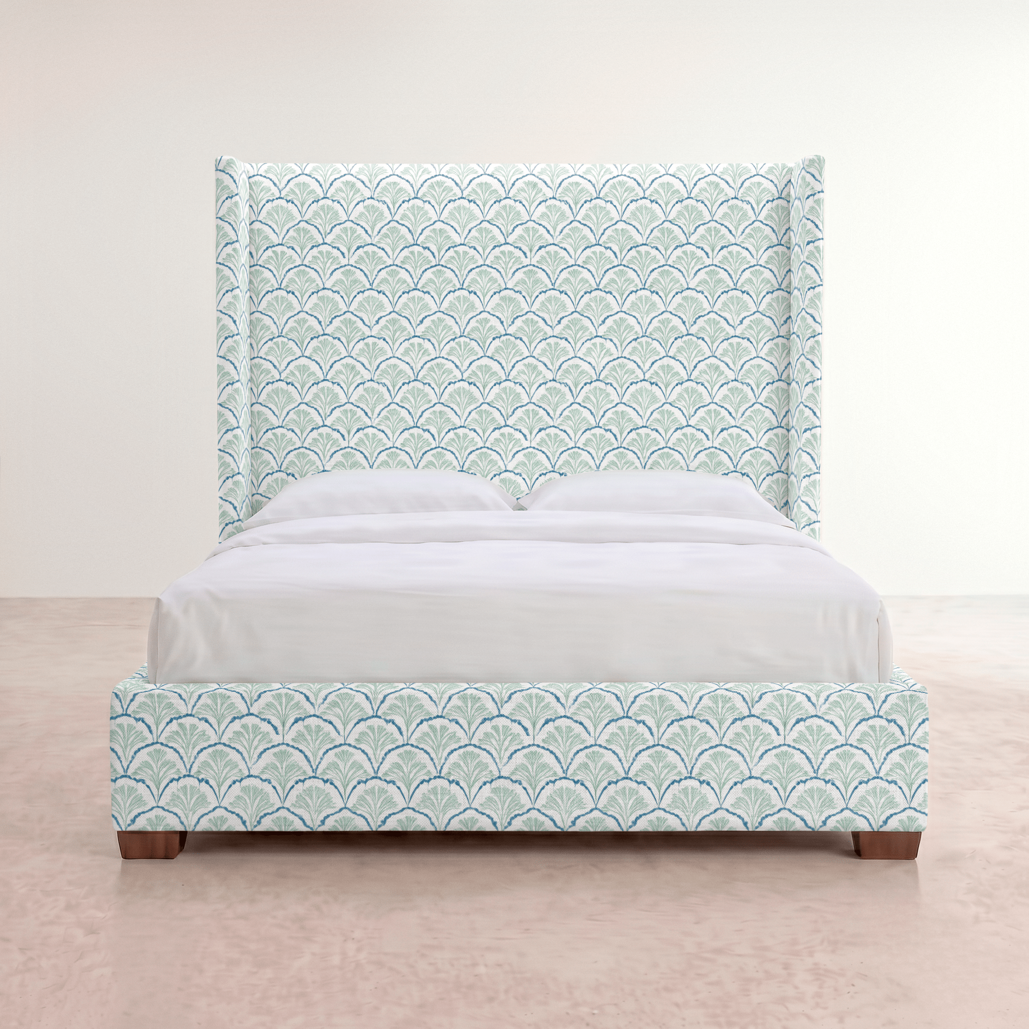 The Selene Bed in Hint Of Lime Sprouts - Lemon Park