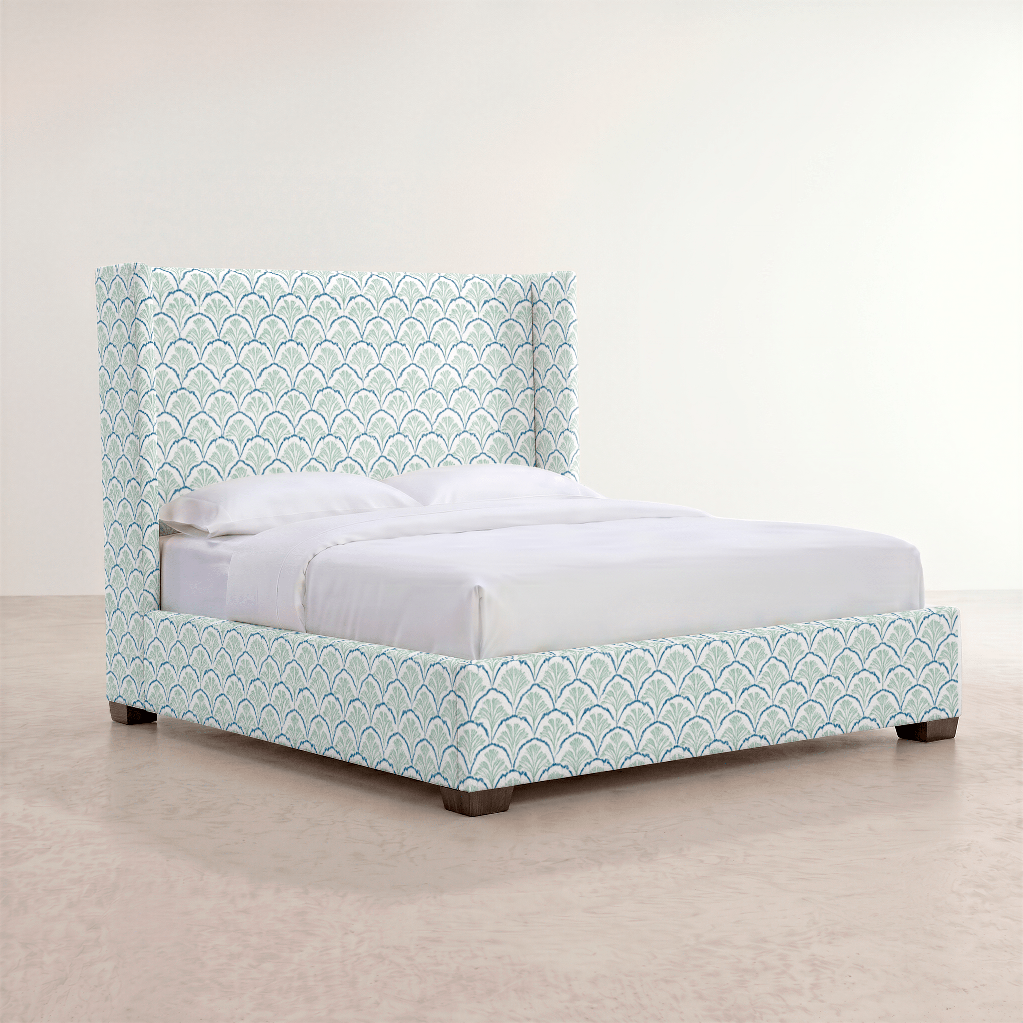 The Selene Bed in Hint Of Lime Sprouts - Lemon Park