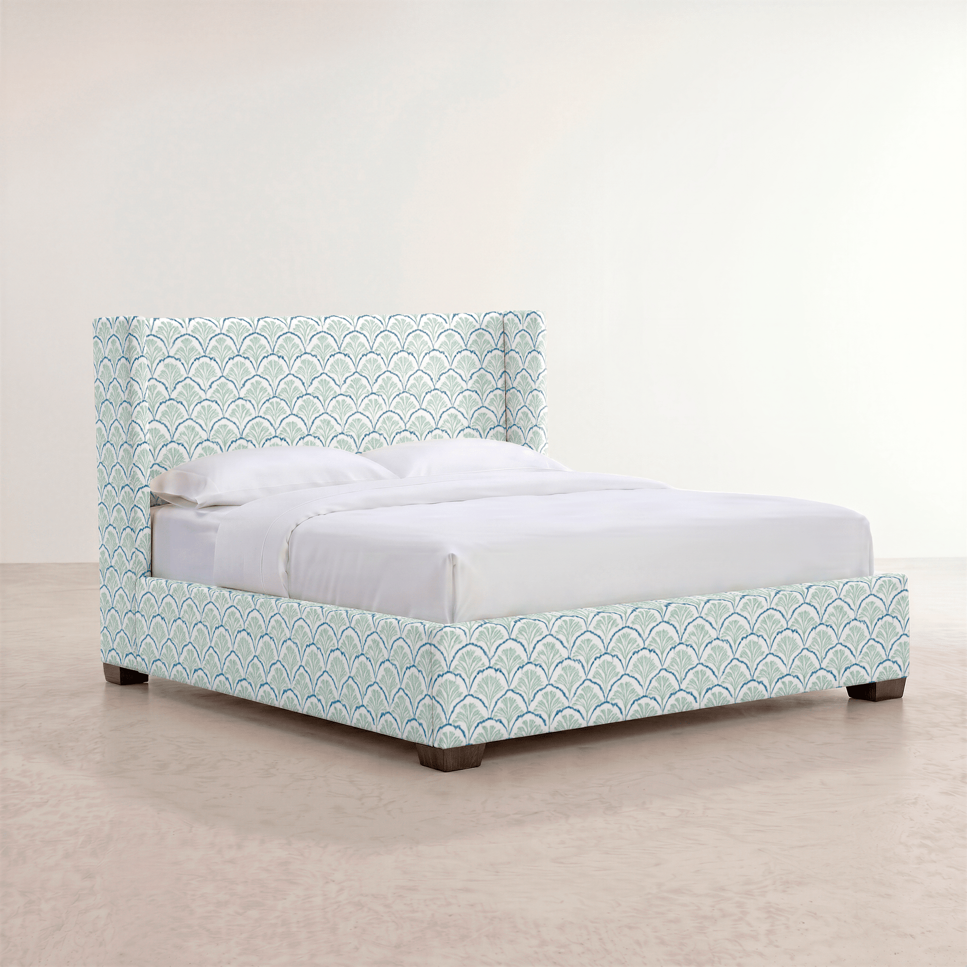 The Selene Bed in Hint Of Lime Sprouts - Lemon Park