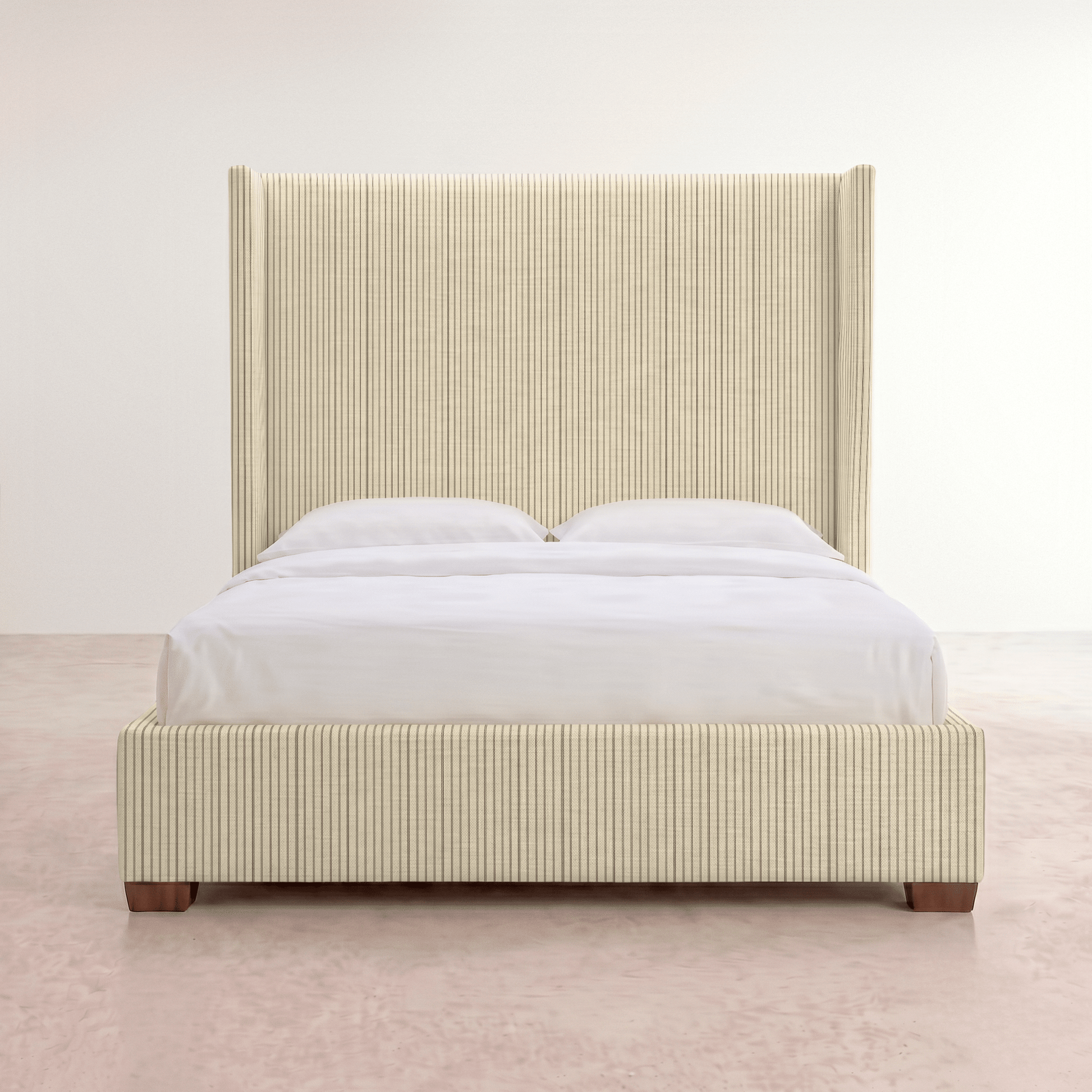 The Selene Bed in Jude Pinstripe - Lemon Park
