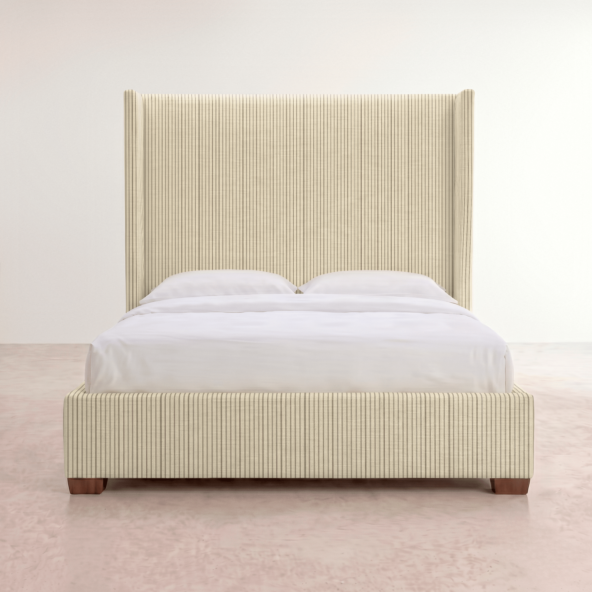 The Selene Bed in Jude Pinstripe - Lemon Park