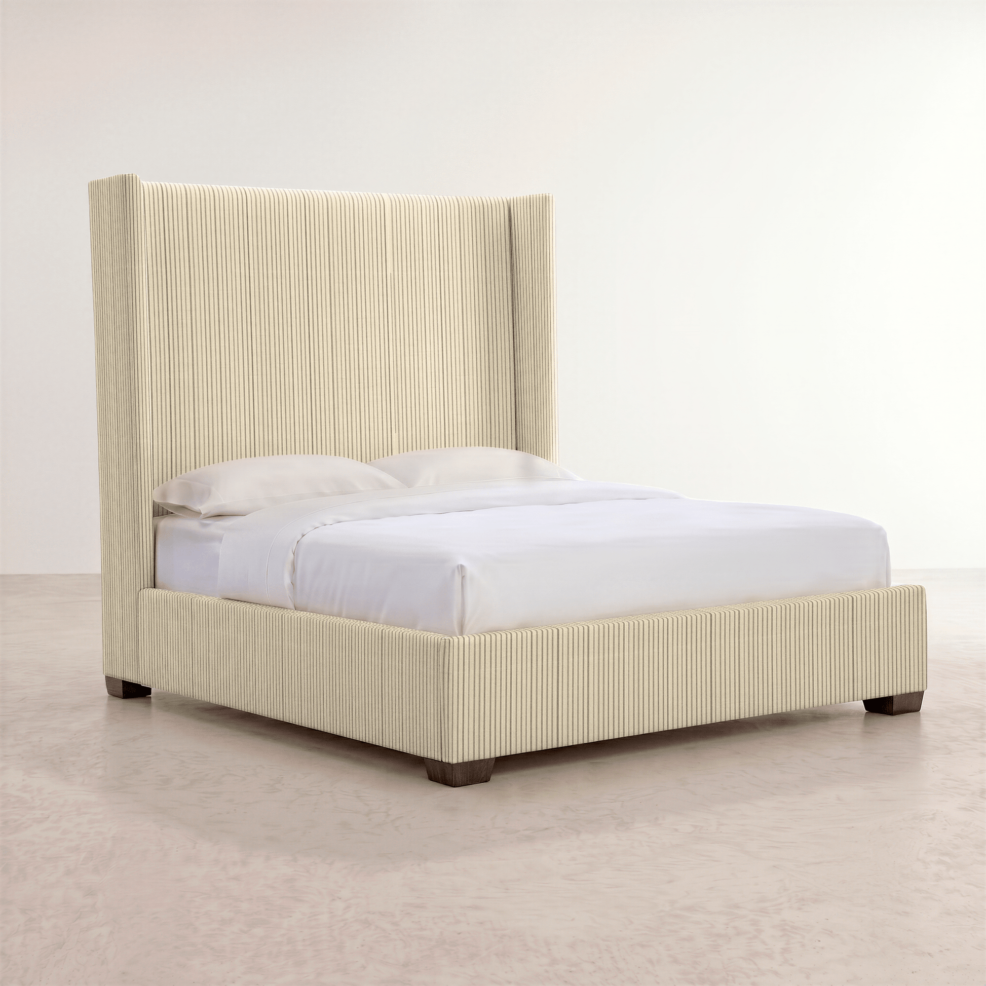 The Selene Bed in Jude Pinstripe - Lemon Park