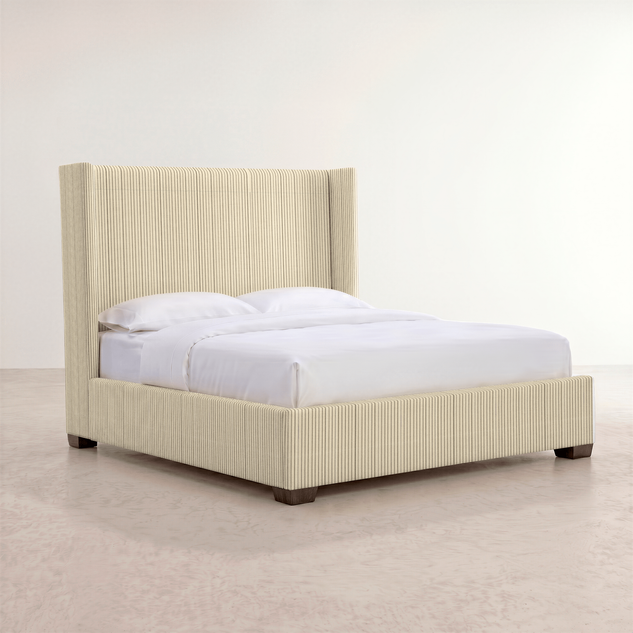 The Selene Bed in Jude Pinstripe - Lemon Park