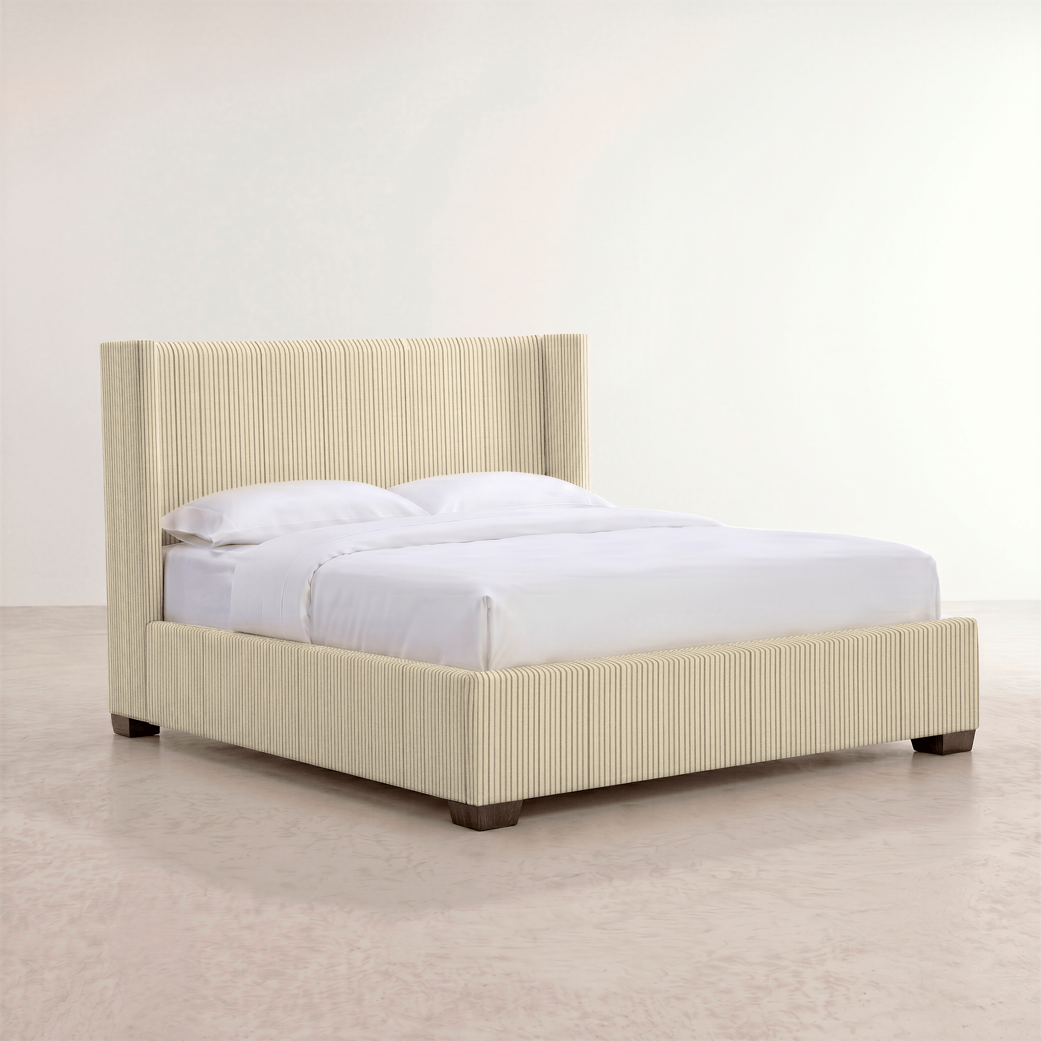 The Selene Bed in Jude Pinstripe - Lemon Park