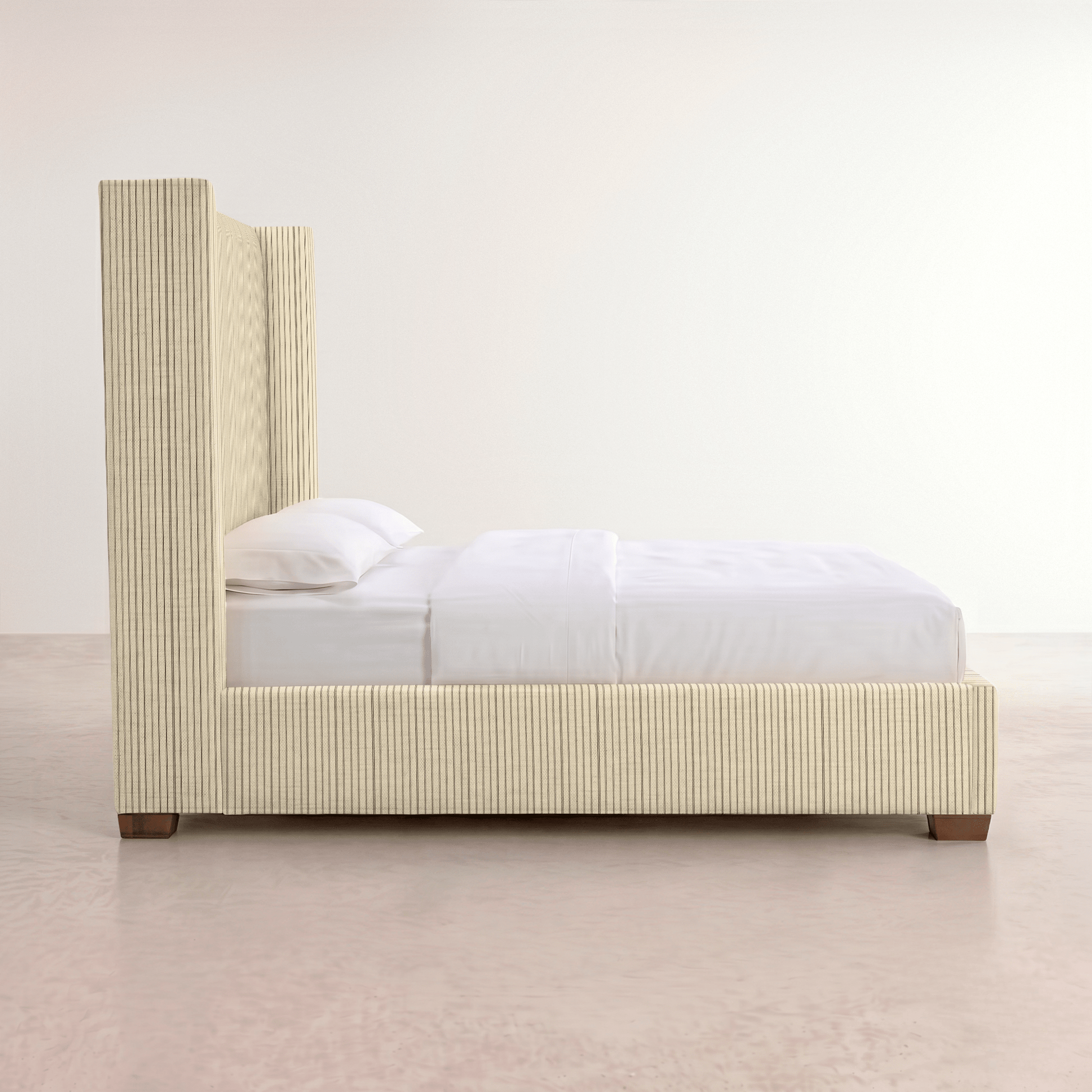 The Selene Bed in Jude Pinstripe - Lemon Park