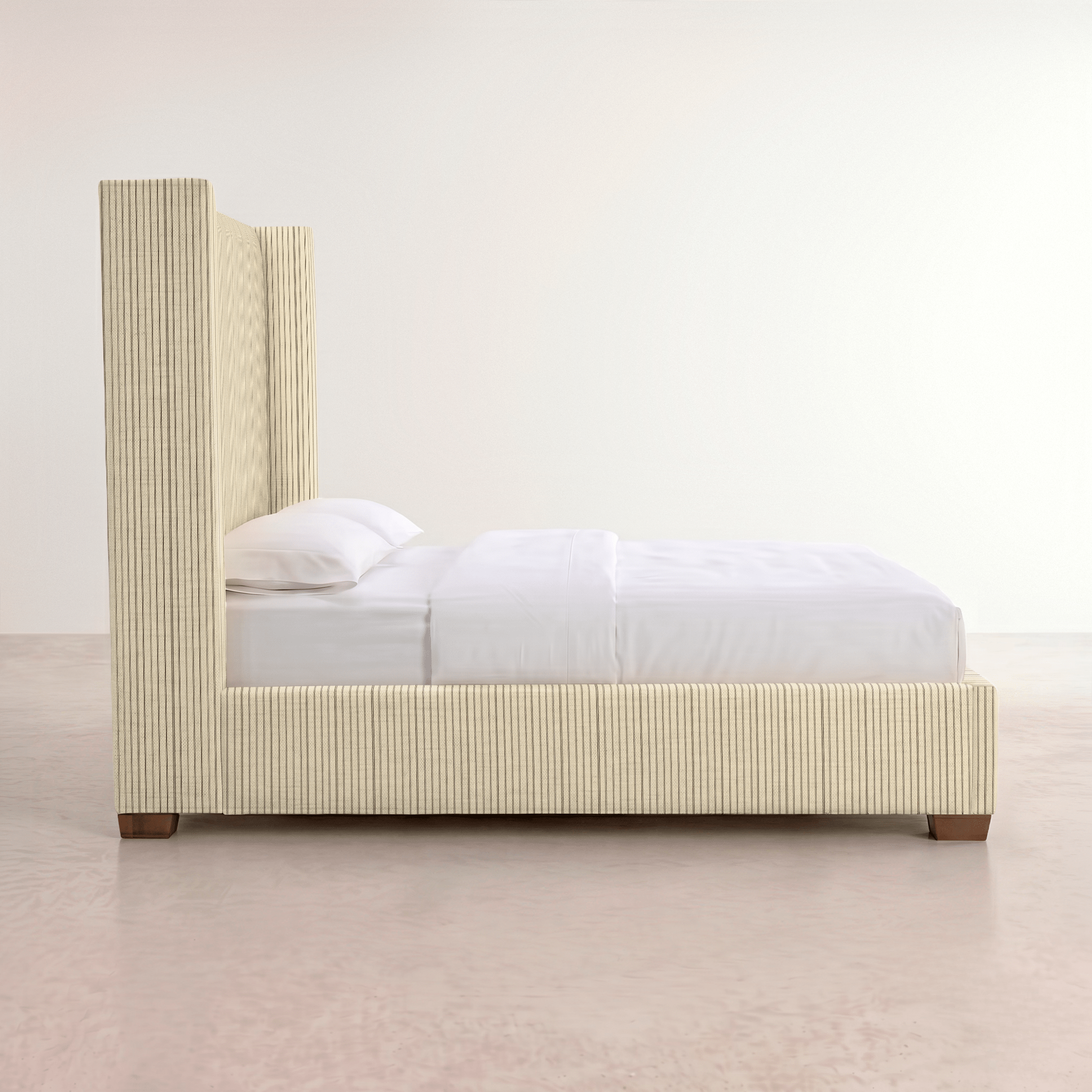 The Selene Bed in Jude Pinstripe - Lemon Park