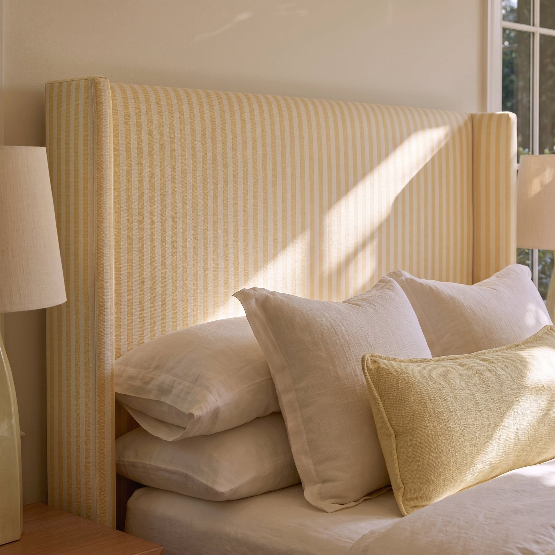 The Selene Bed in Juliet's Garden Easter Yellow Stripe - Lemon Park