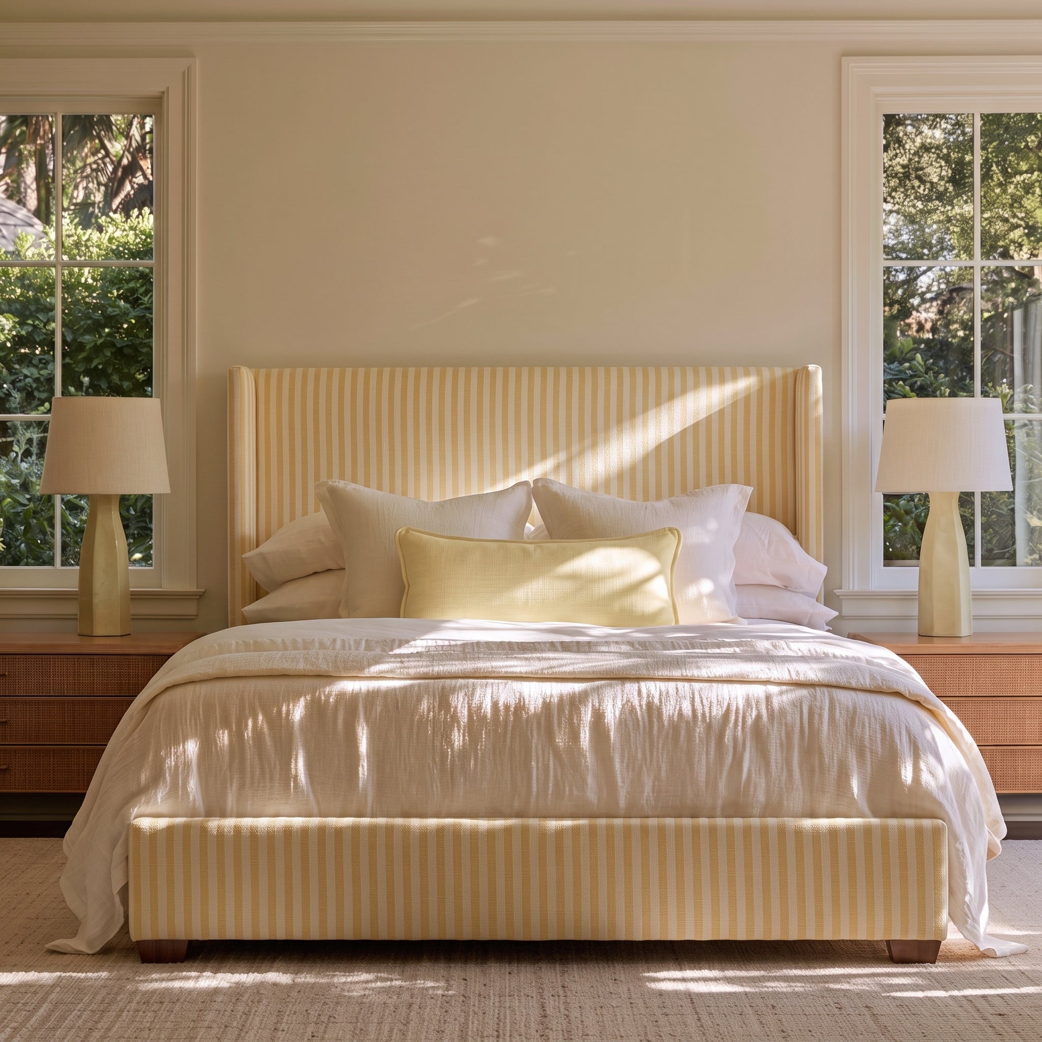 The Selene Bed in Juliet's Garden Easter Yellow Stripe - Lemon Park