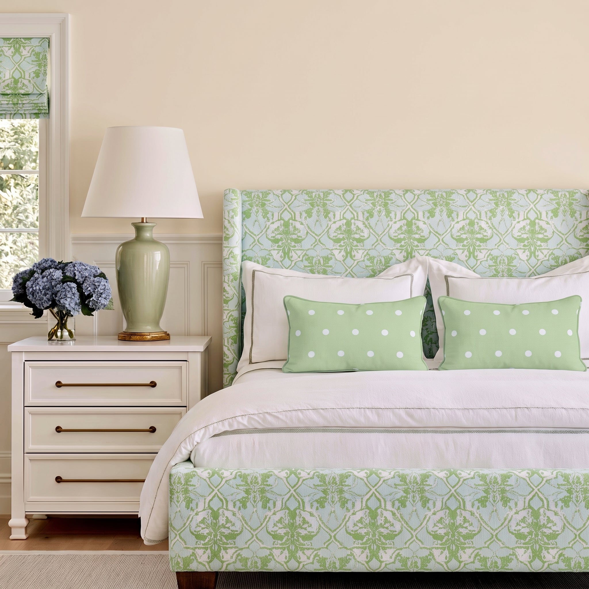 The Selene Bed in Key Lime - Lemon Park