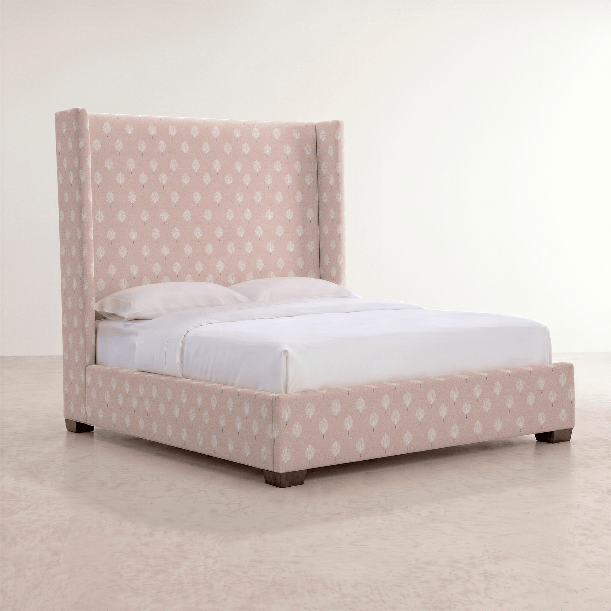 The Selene Bed in Loose Stems Petaline Block Print - Lemon Park