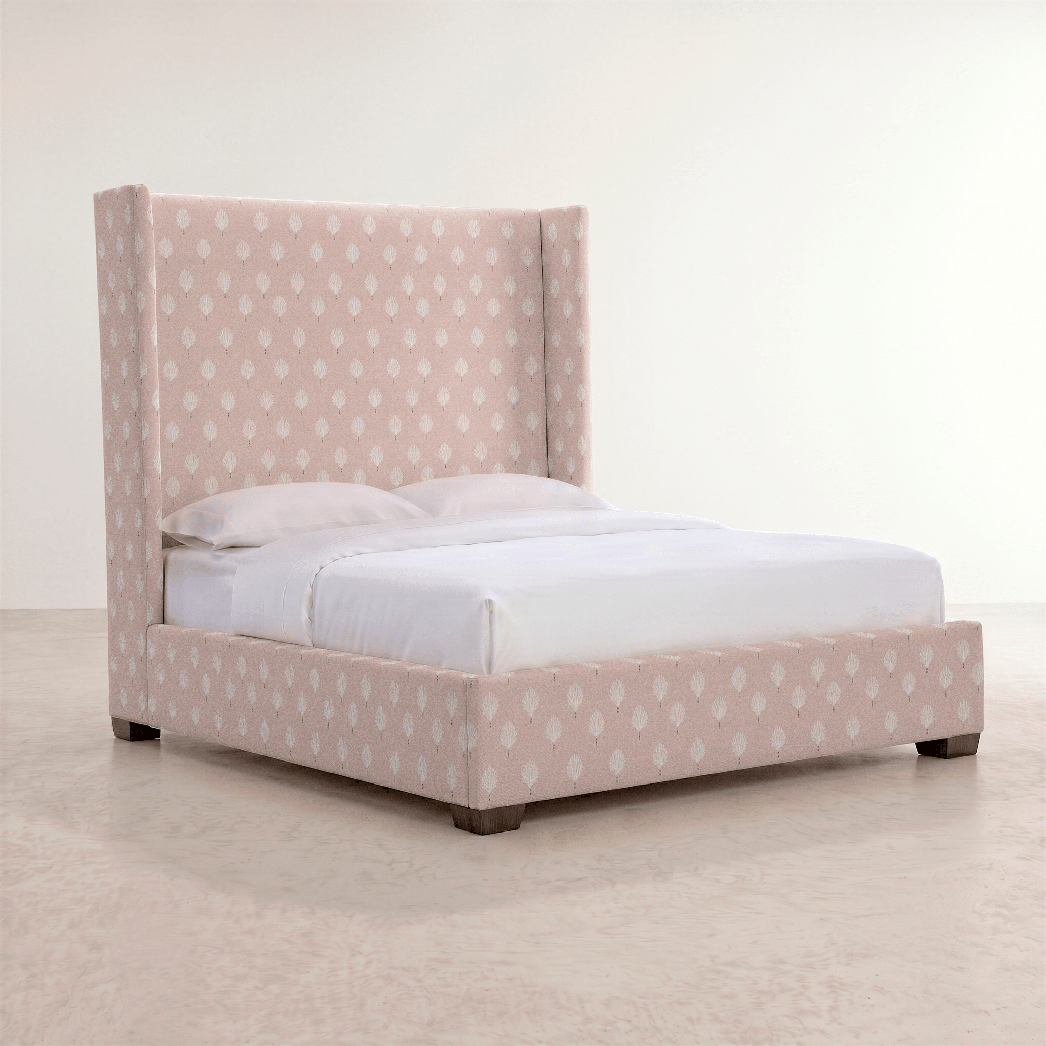 The Selene Bed in Loose Stems Petaline Block Print - Lemon Park
