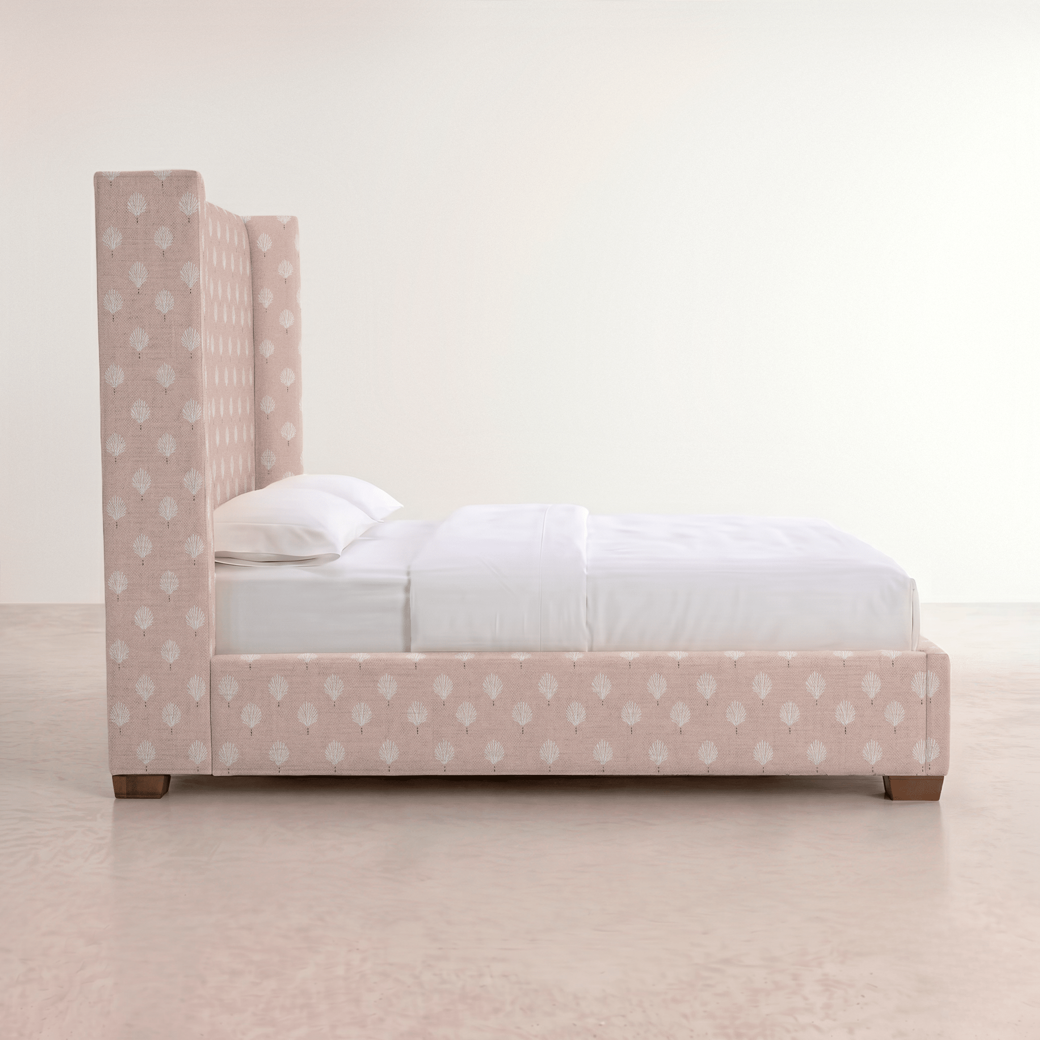 The Selene Bed in Loose Stems Petaline Block Print - Lemon Park