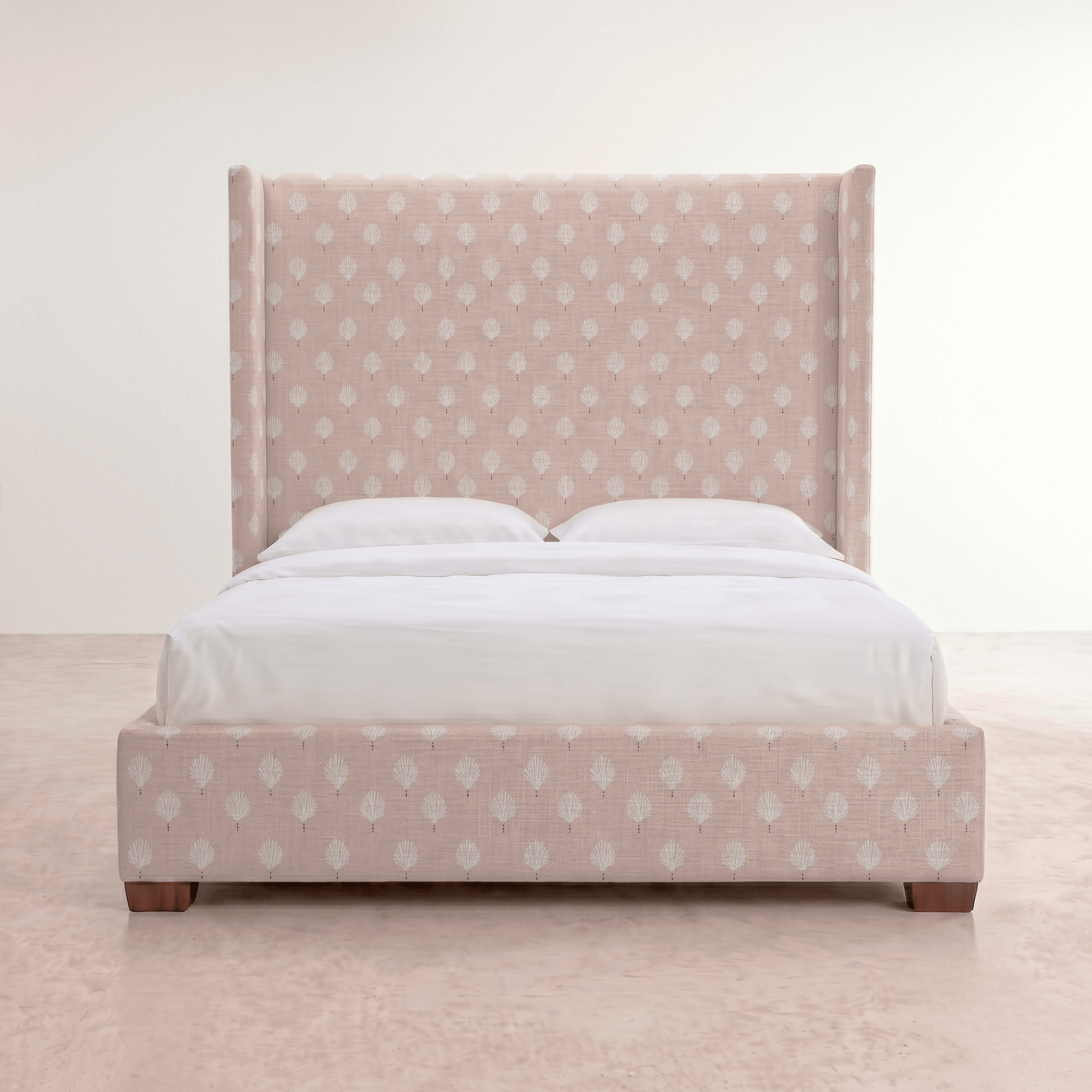 The Selene Bed in Loose Stems Petaline Block Print - Lemon Park
