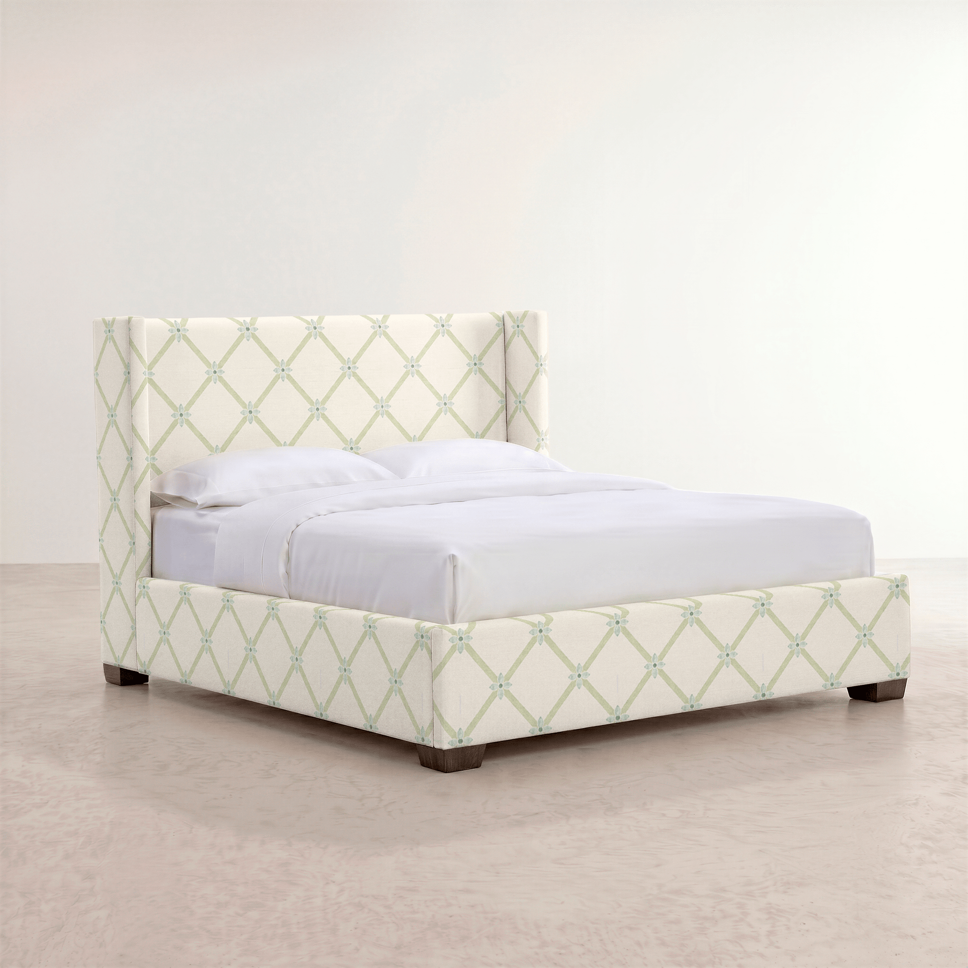 The Selene Bed in Mint To Be Floral Lattice - Lemon Park