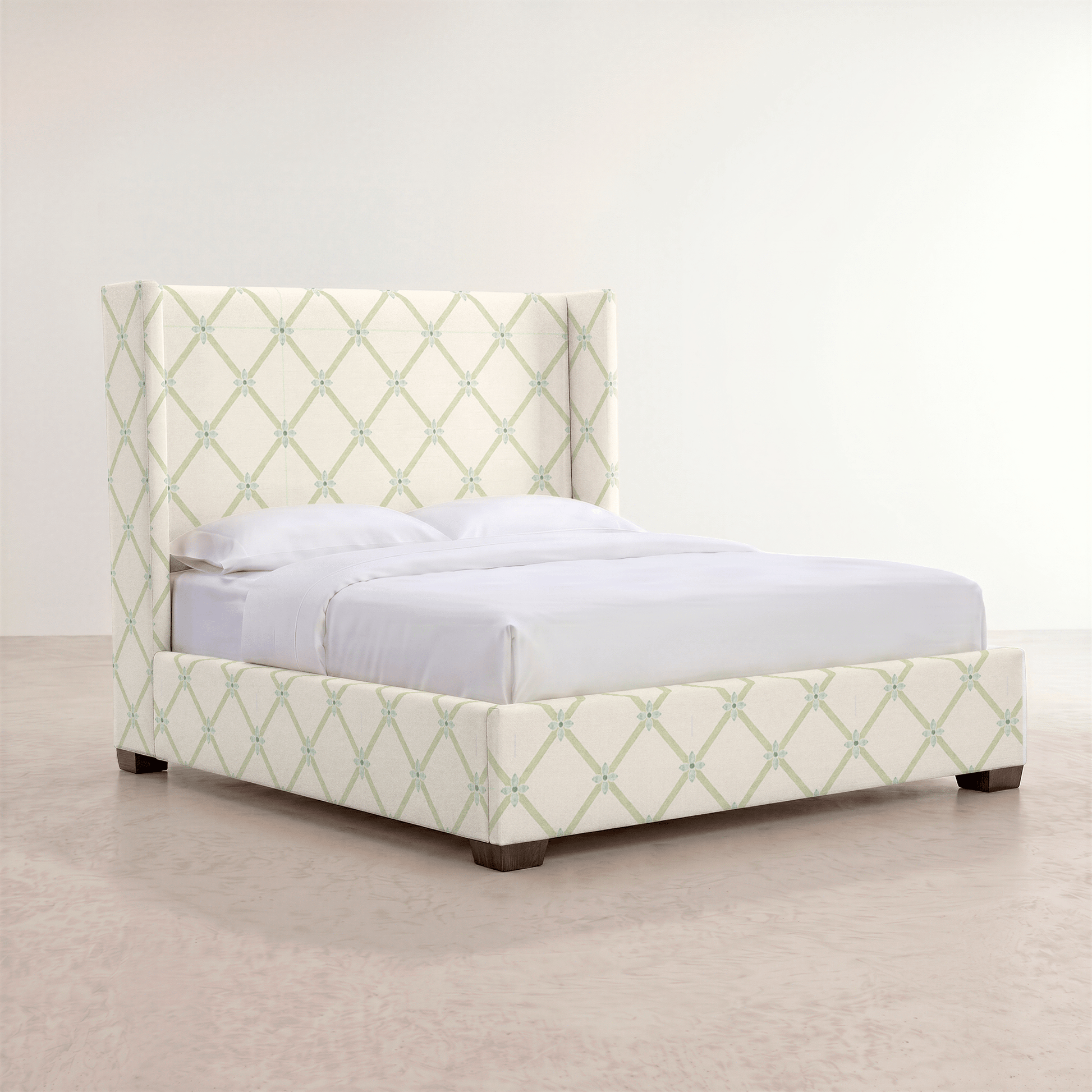 The Selene Bed in Mint To Be Floral Lattice - Lemon Park