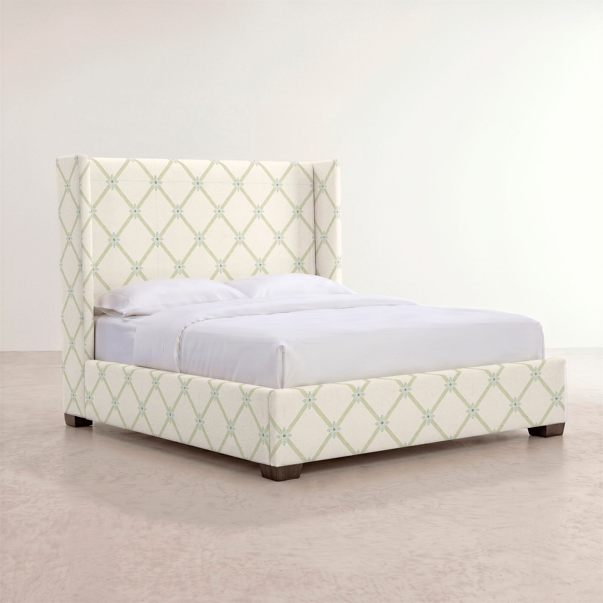The Selene Bed in Mint To Be Floral Lattice - Lemon Park