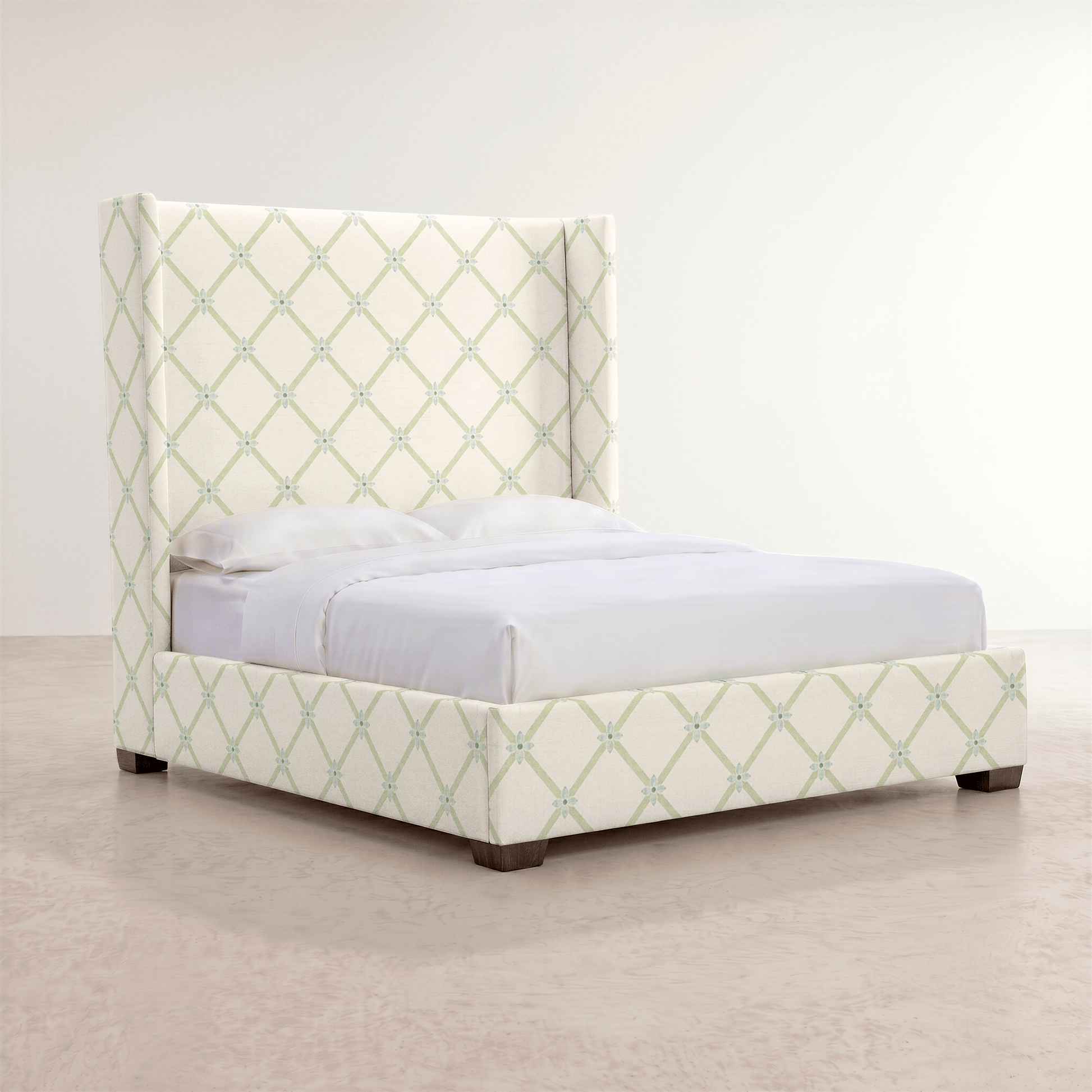 The Selene Bed in Mint To Be Floral Lattice - Lemon Park