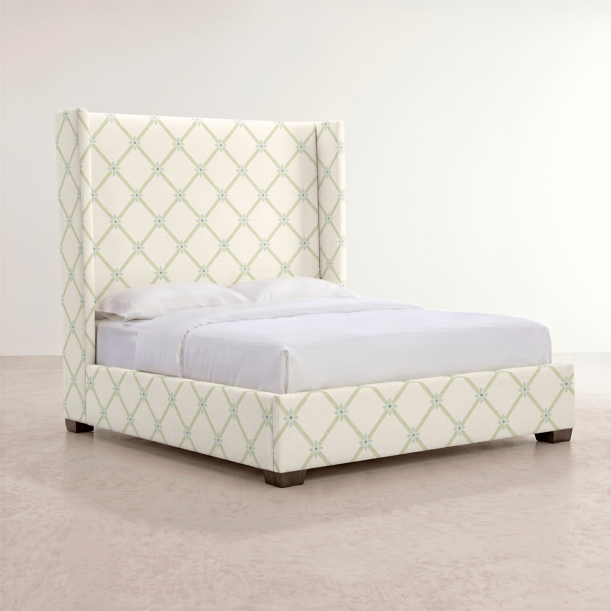 The Selene Bed in Mint To Be Floral Lattice - Lemon Park