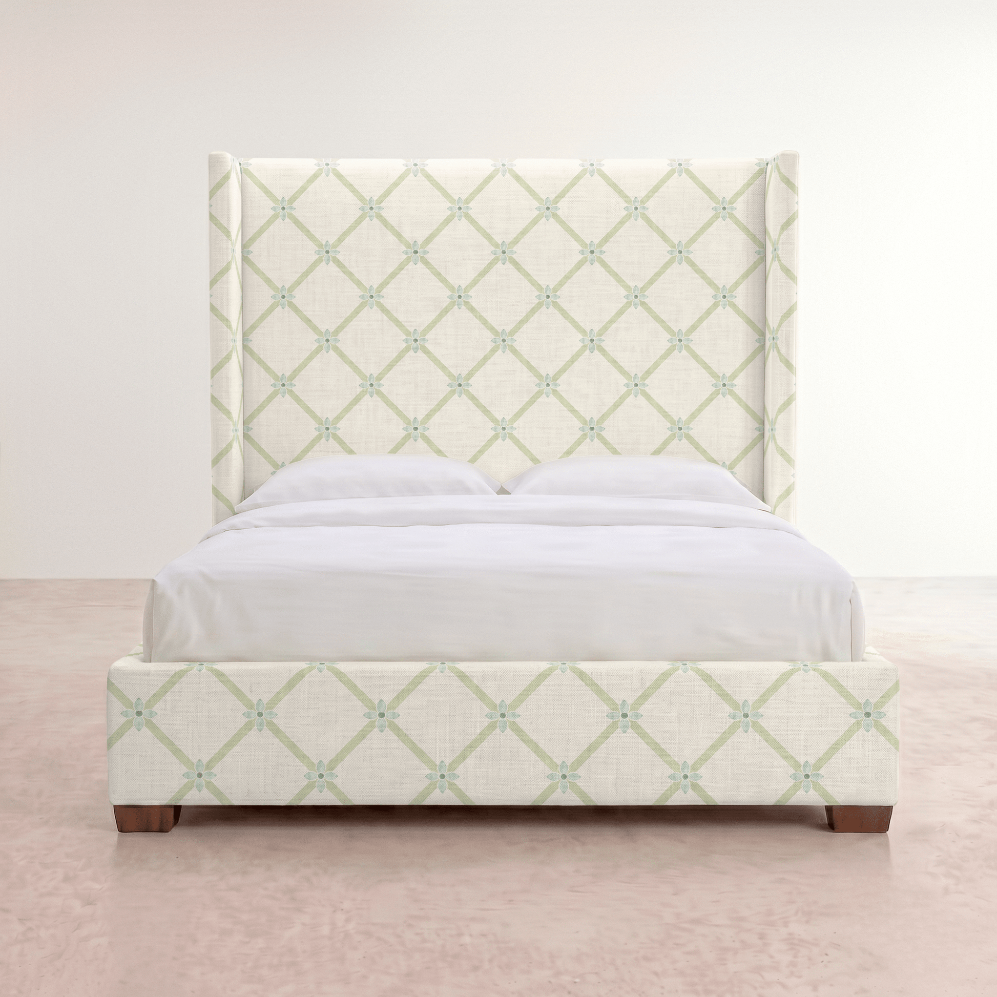The Selene Bed in Mint To Be Floral Lattice - Lemon Park