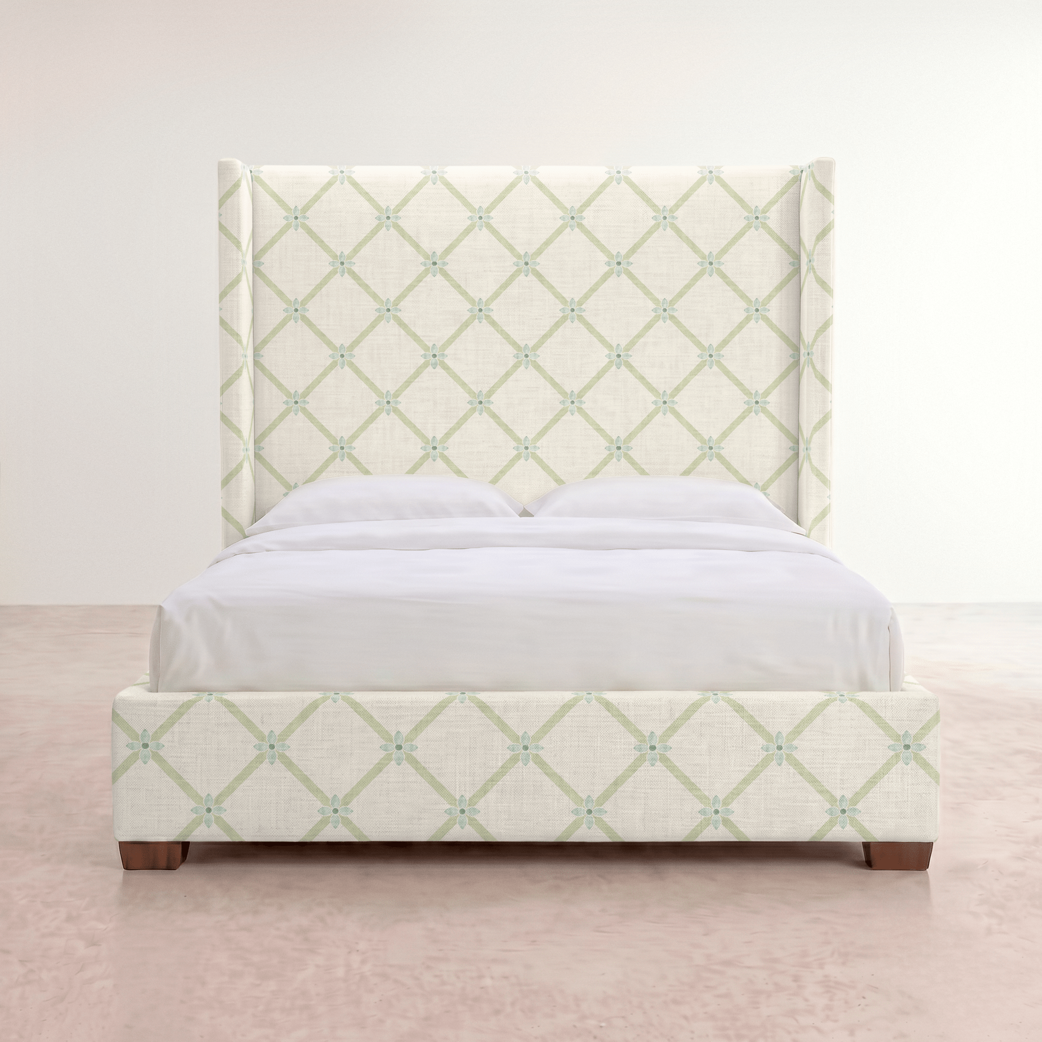 The Selene Bed in Mint To Be Floral Lattice - Lemon Park