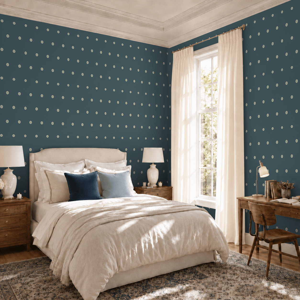 The Silk Garden Aegean Dots Wallpaper - Lemon Park